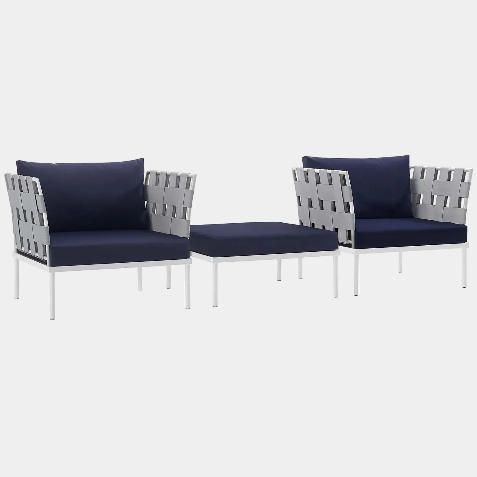 Harmony 3 Piece Outdoor Patio Aluminum Sectional Sofa Set - Image 13