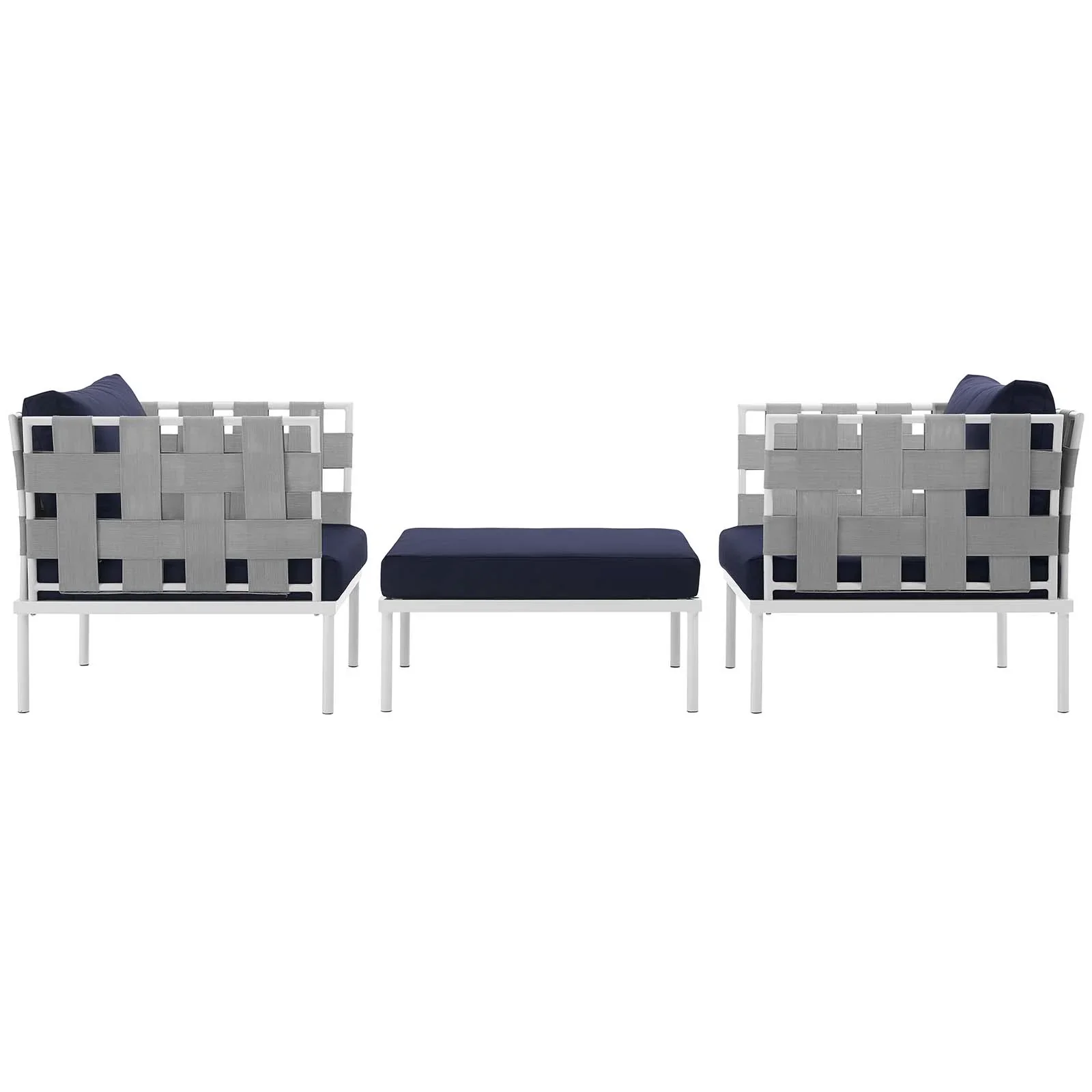 Harmony 3 Piece Outdoor Patio Aluminum Sectional Sofa Set - Image 15