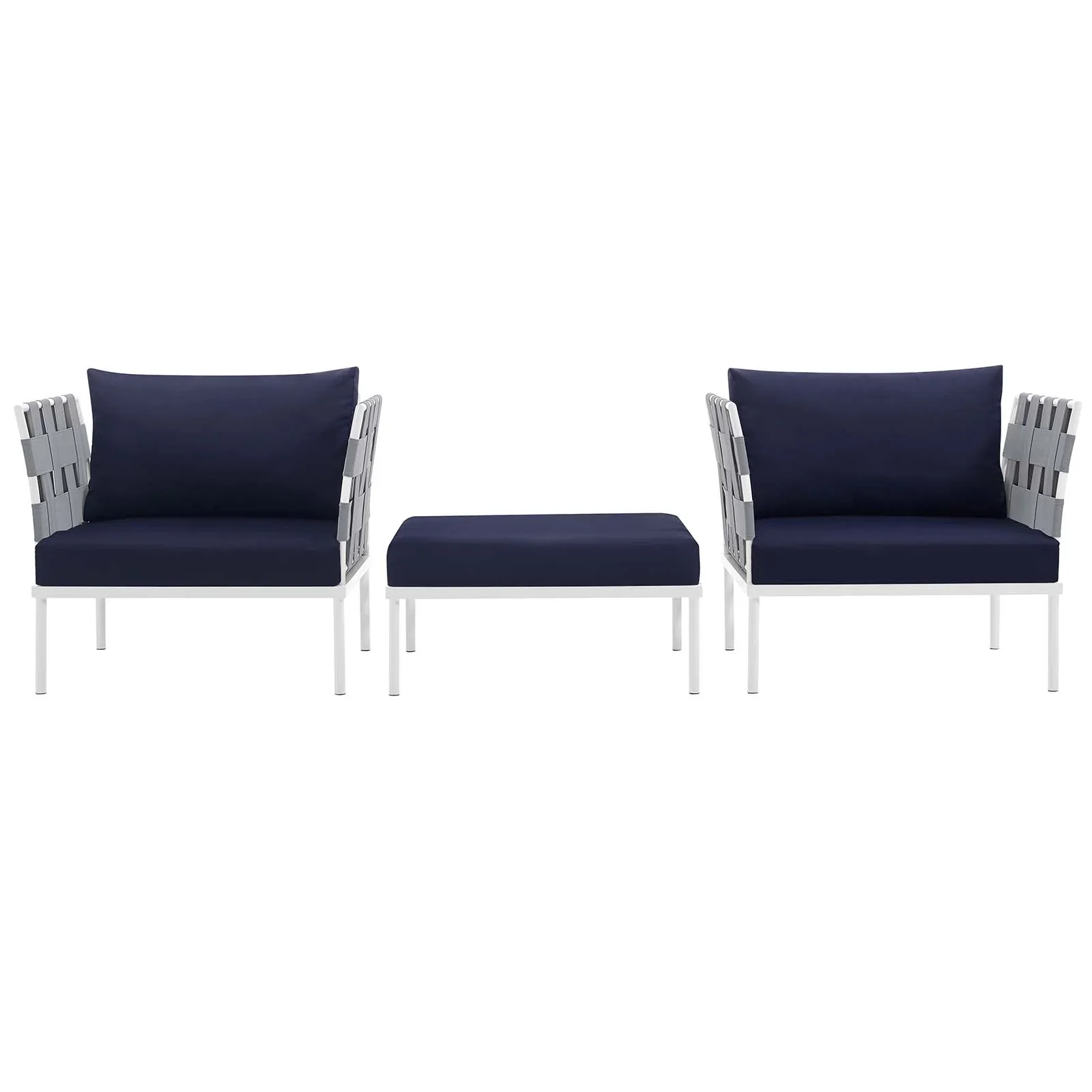 Harmony 3 Piece Outdoor Patio Aluminum Sectional Sofa Set - Image 16