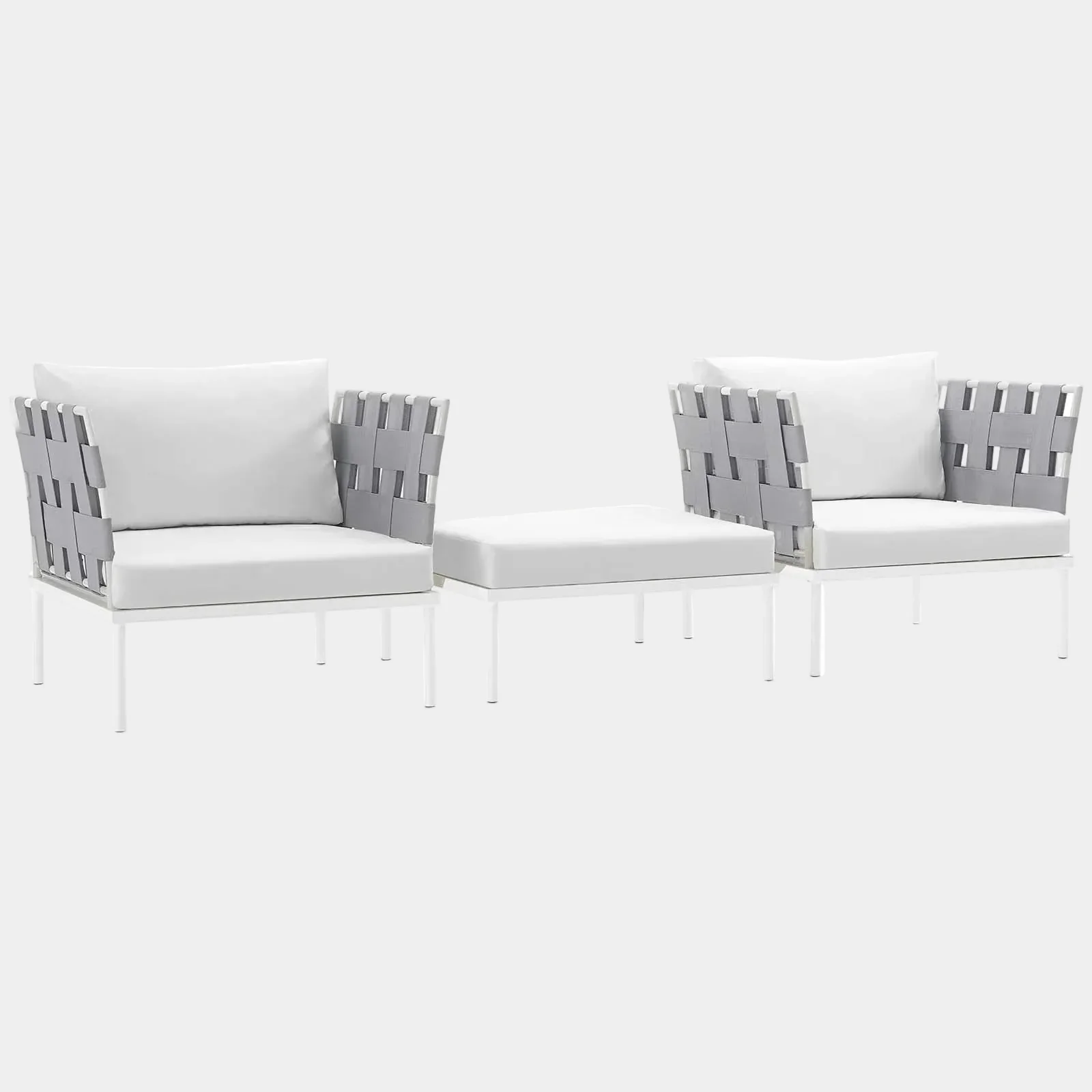 Harmony 3 Piece Outdoor Patio Aluminum Sectional Sofa Set - Image 19