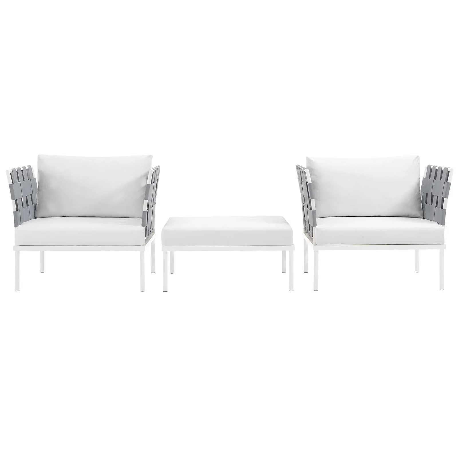 Harmony 3 Piece Outdoor Patio Aluminum Sectional Sofa Set - Image 22