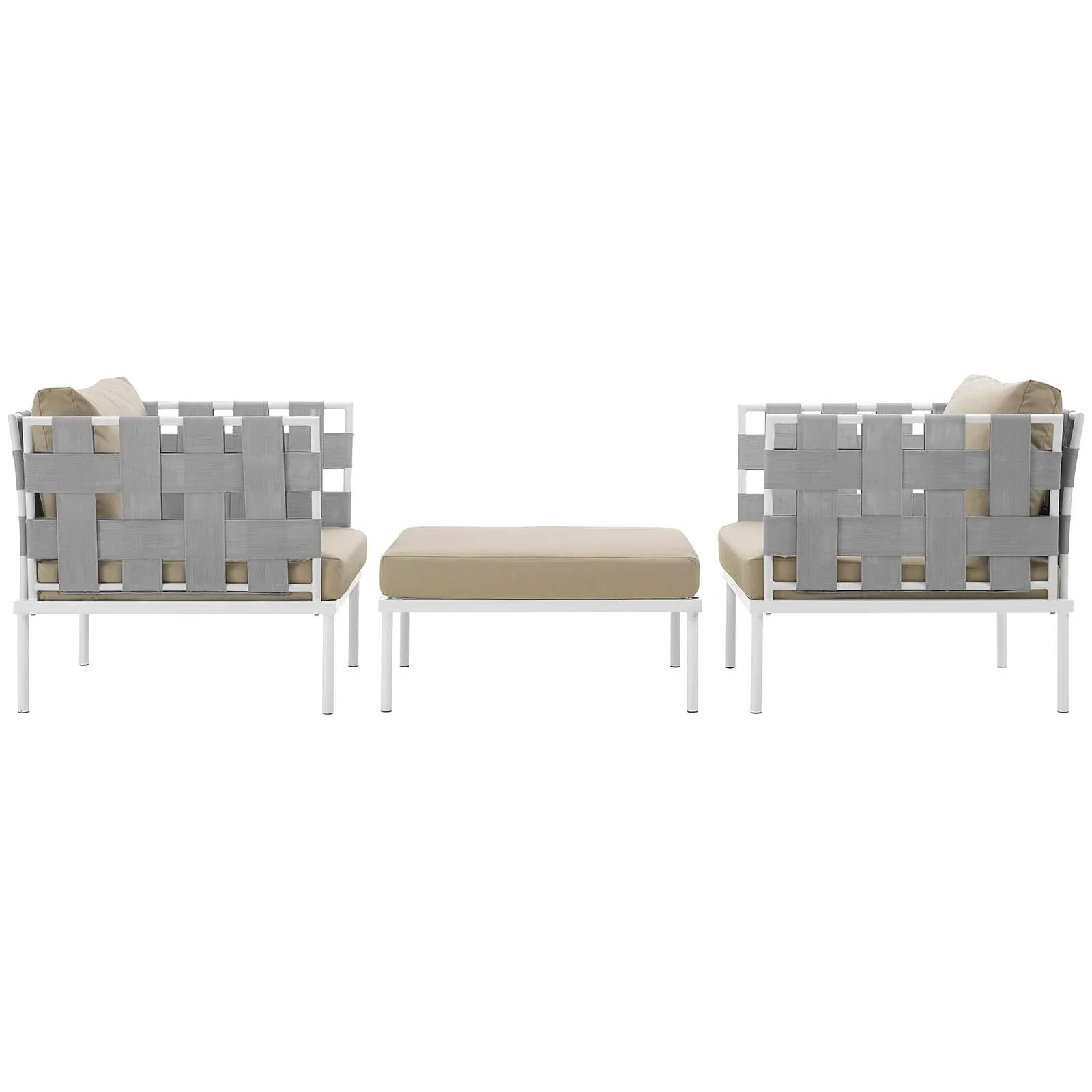Harmony 3 Piece Outdoor Patio Aluminum Sectional Sofa Set - Image 3