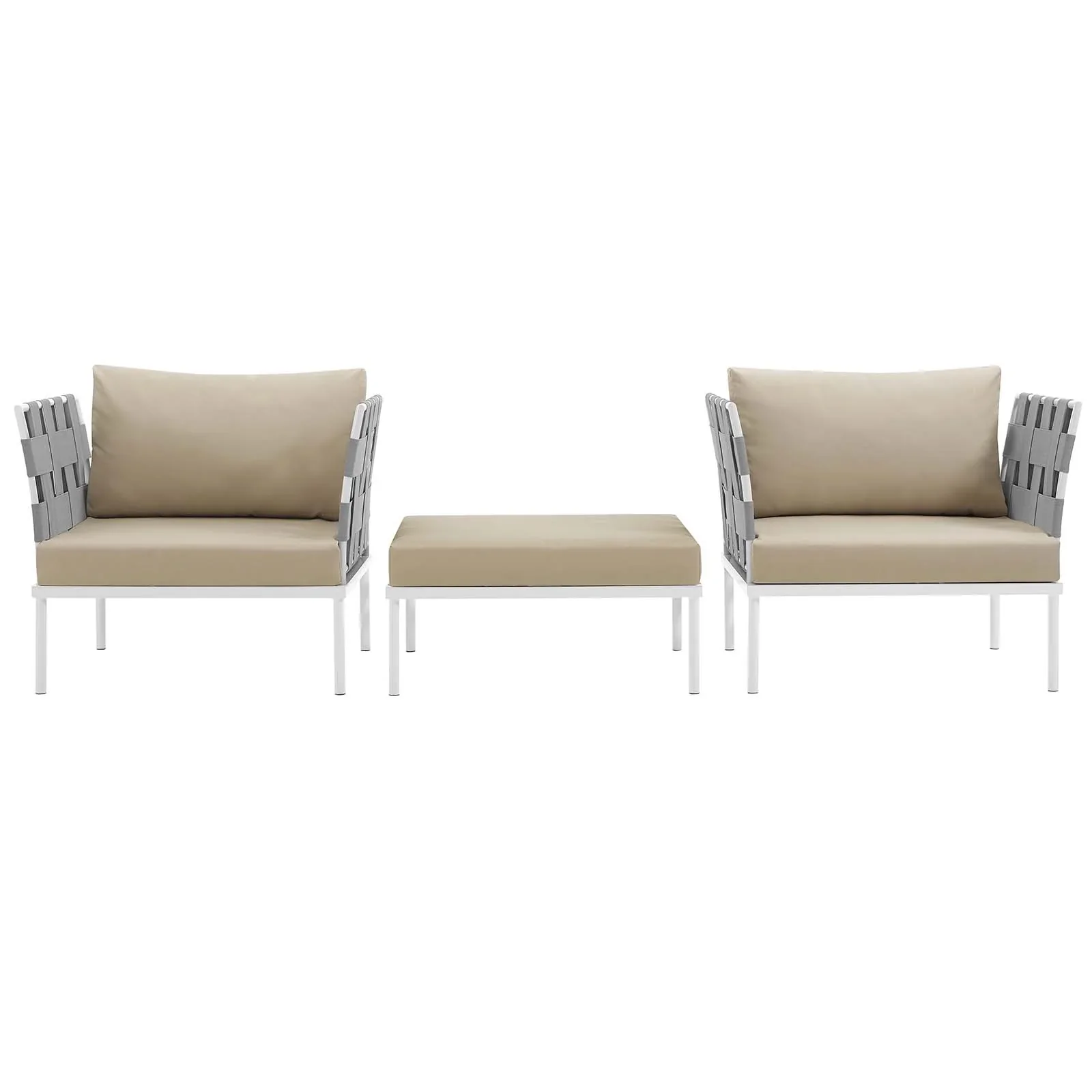 Harmony 3 Piece Outdoor Patio Aluminum Sectional Sofa Set - Image 4