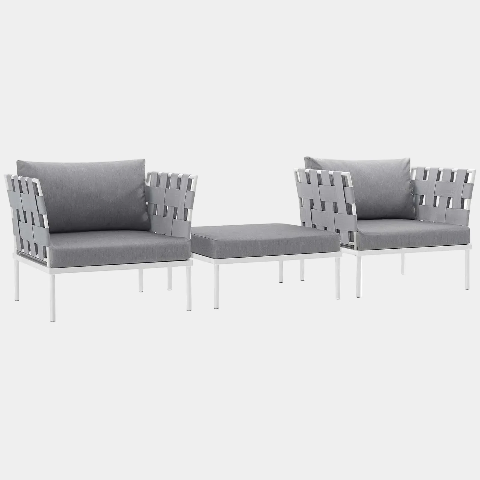 Harmony 3 Piece Outdoor Patio Aluminum Sectional Sofa Set - Image 7