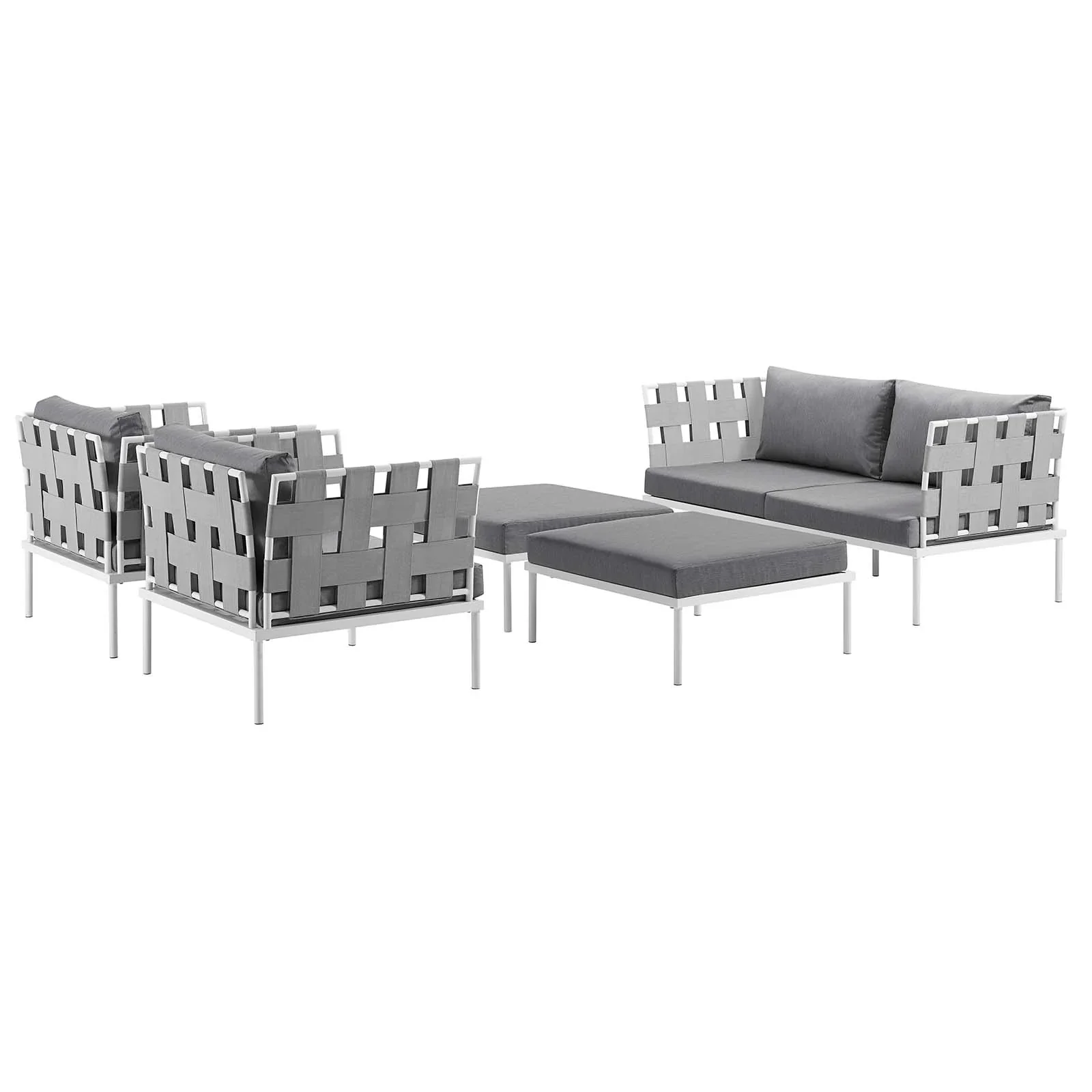 Harmony 5 Piece Outdoor Patio Aluminum Sectional Sofa Set - Image 10