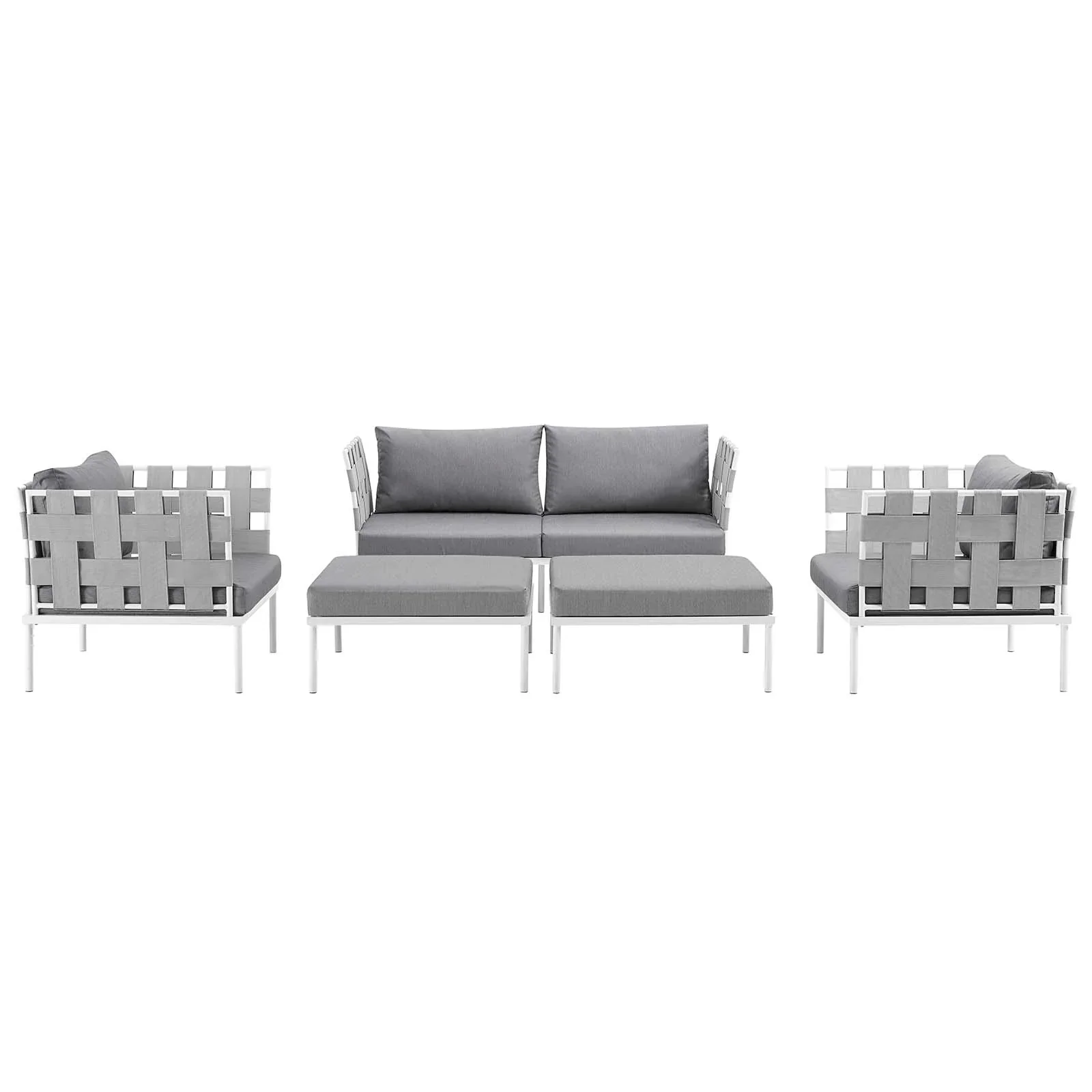 Harmony 5 Piece Outdoor Patio Aluminum Sectional Sofa Set - Image 11