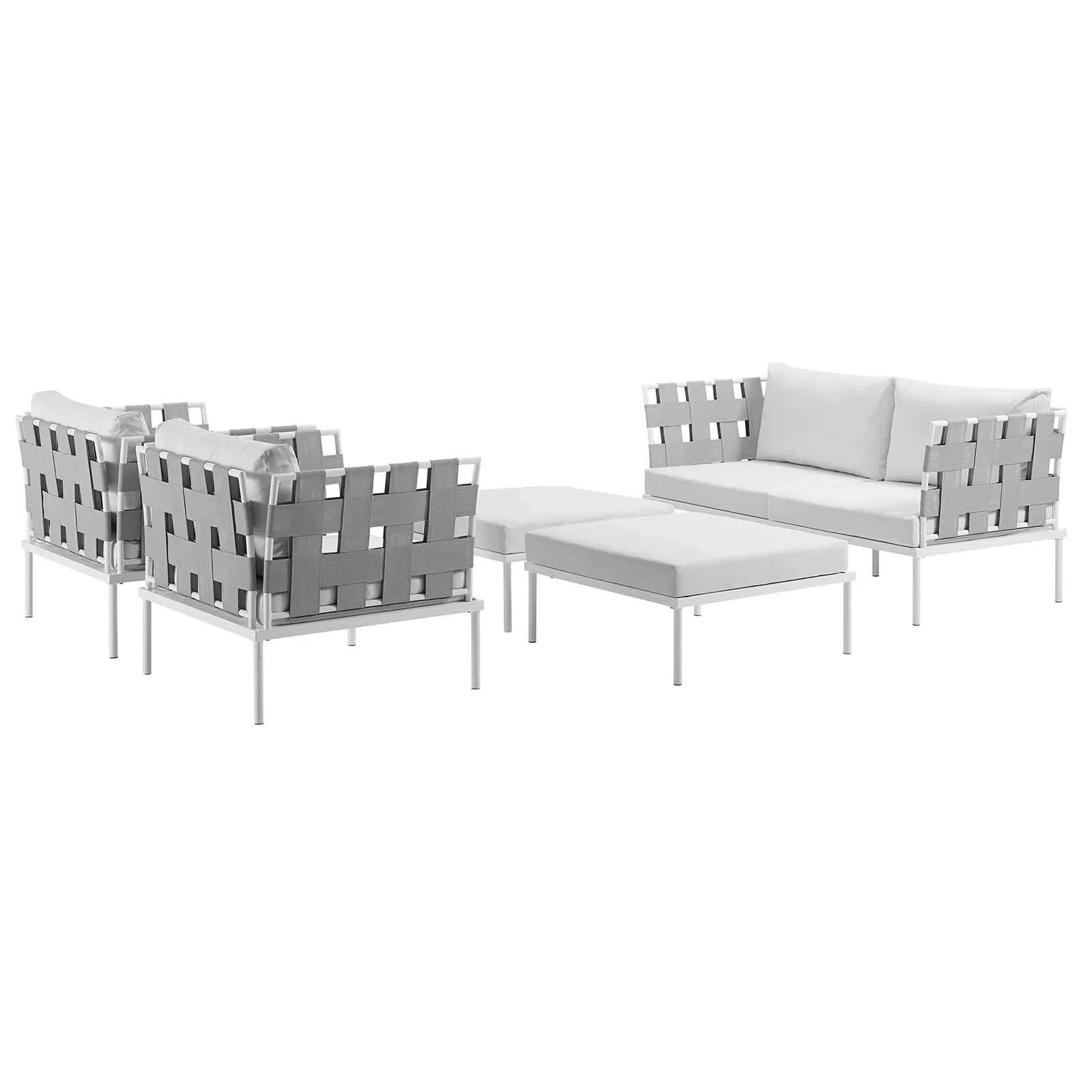 Harmony 5 Piece Outdoor Patio Aluminum Sectional Sofa Set - Image 17