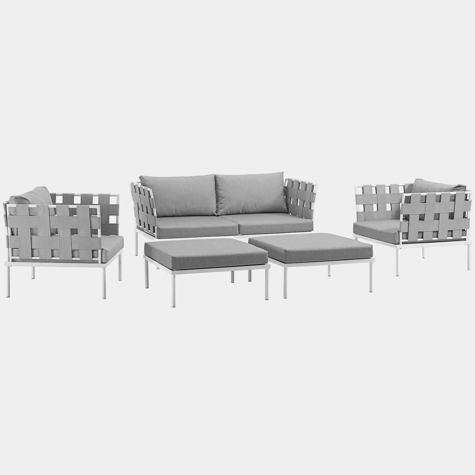 Harmony 5 Piece Outdoor Patio Aluminum Sectional Sofa Set - Image 8