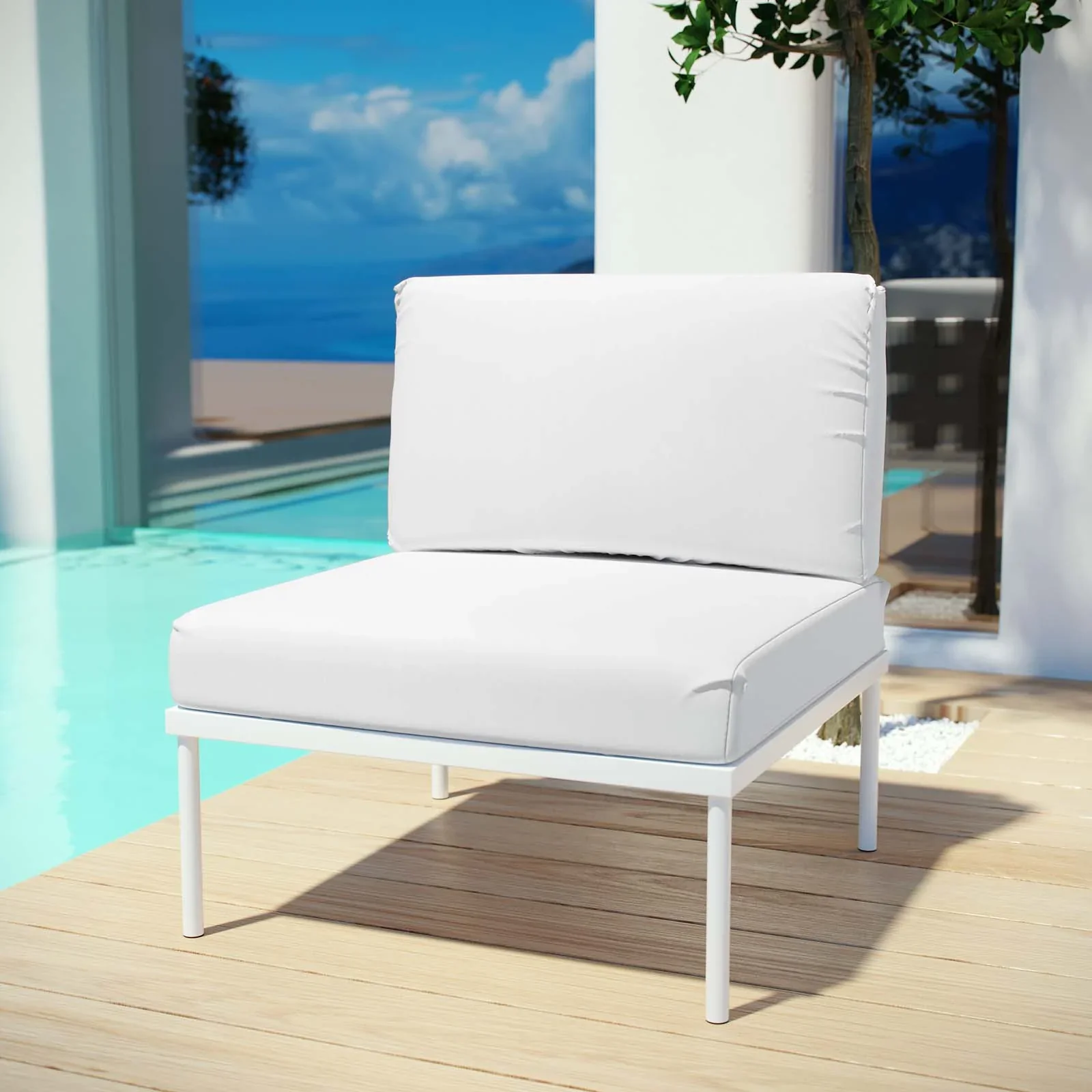 Harmony Armless Outdoor Patio Aluminum Chair - Image 17