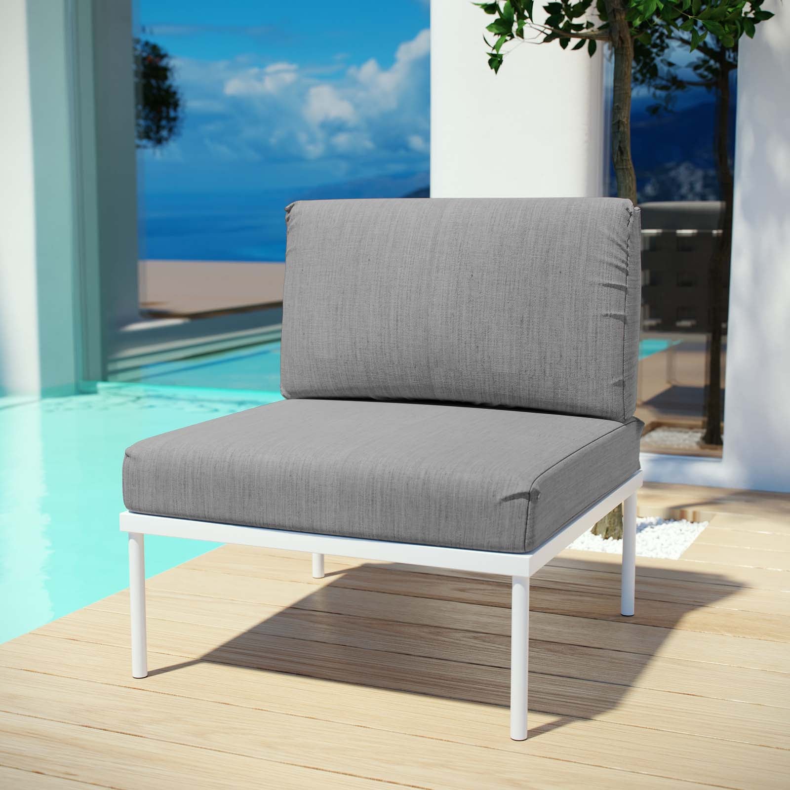 Harmony Armless Outdoor Patio Aluminum Chair - Image 7