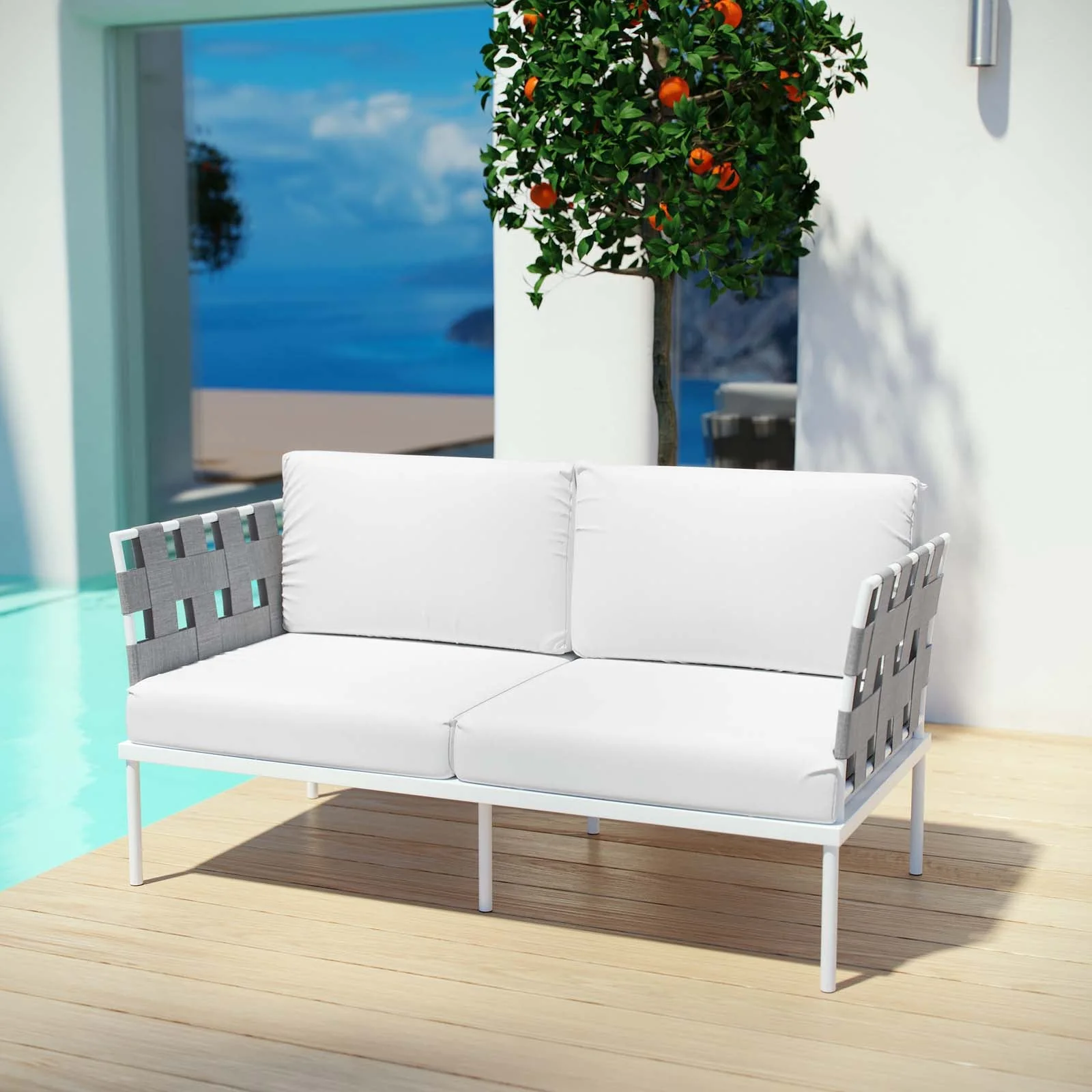 Harmony Outdoor Patio Aluminum Loveseat - Image 12