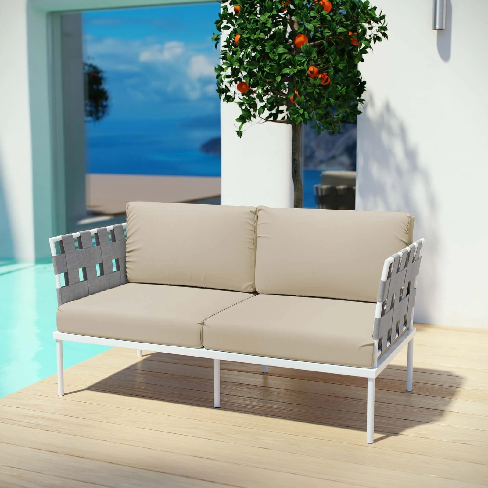 Harmony Outdoor Patio Aluminum Loveseat - Image 2