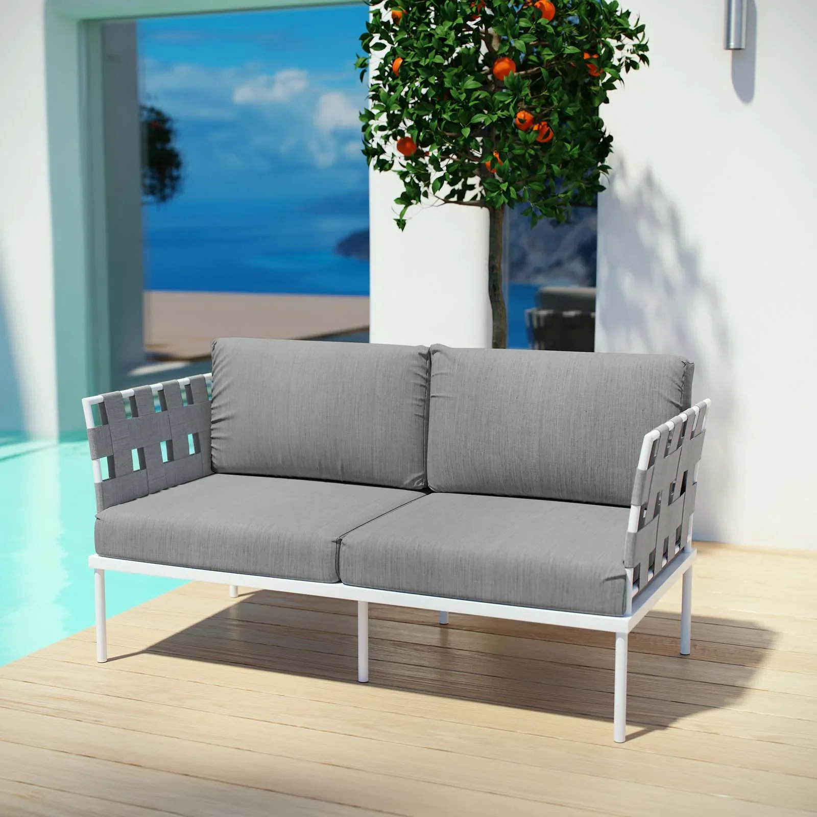 Harmony Outdoor Patio Aluminum Loveseat - Image 7