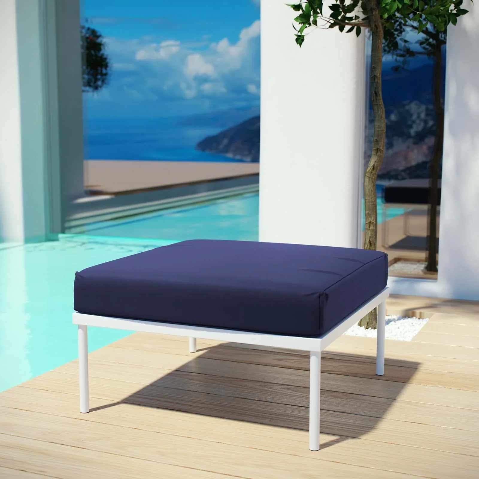 Harmony Outdoor Patio Aluminum Ottoman - Image 10