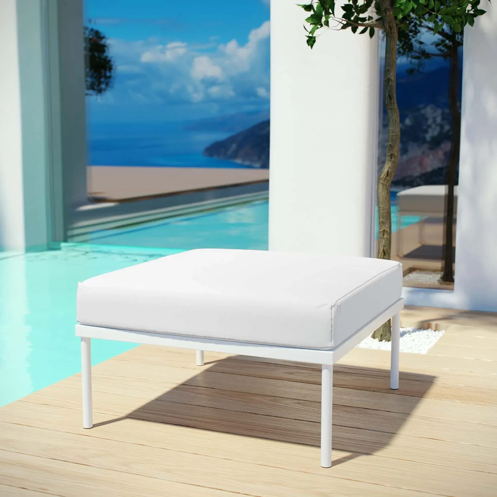 Harmony Outdoor Patio Aluminum Ottoman - Image 14