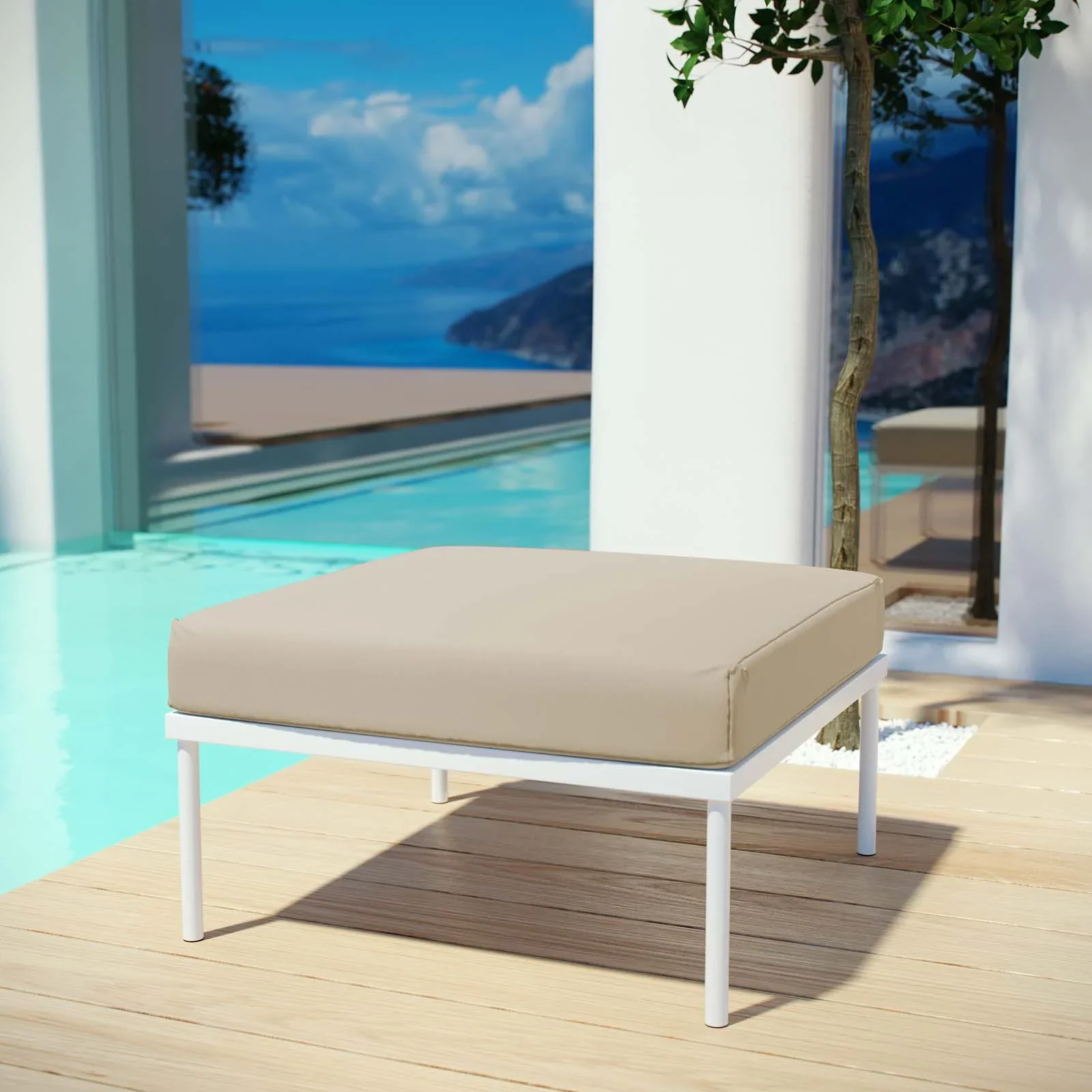 Harmony Outdoor Patio Aluminum Ottoman - Image 2