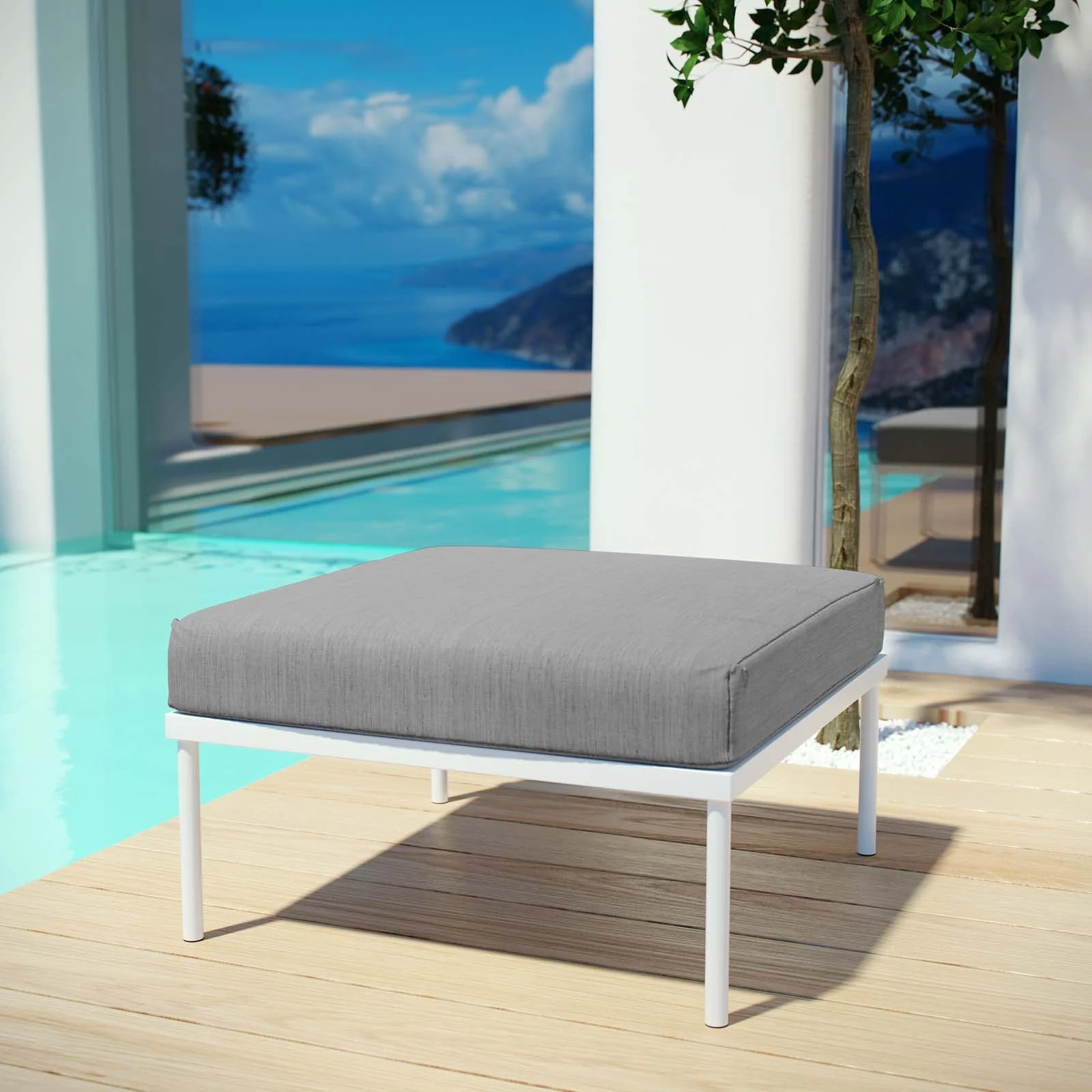 Harmony Outdoor Patio Aluminum Ottoman - Image 6