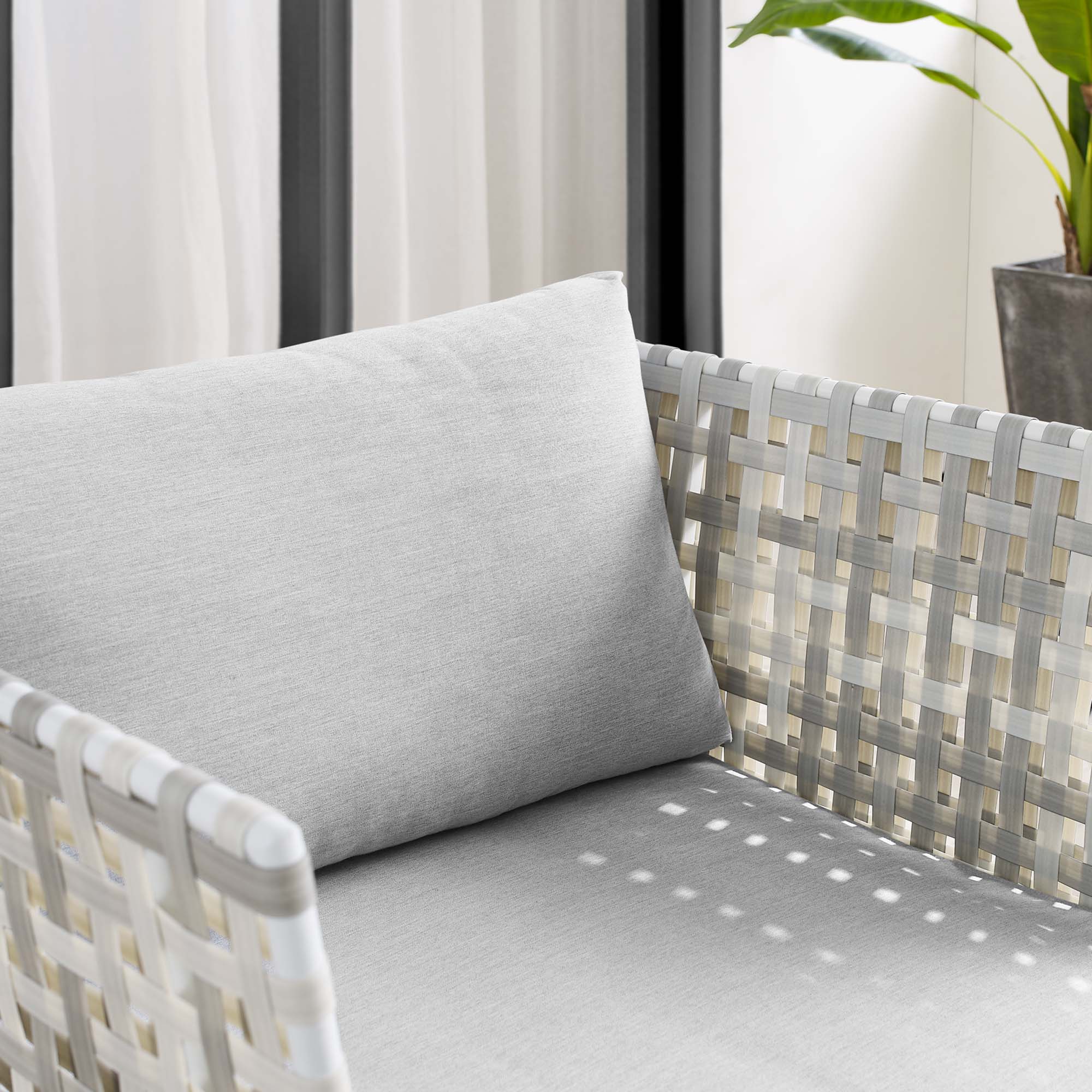 Harmony Sunbrella® Basket Weave Outdoor Patio Aluminum Armchair - Image 3