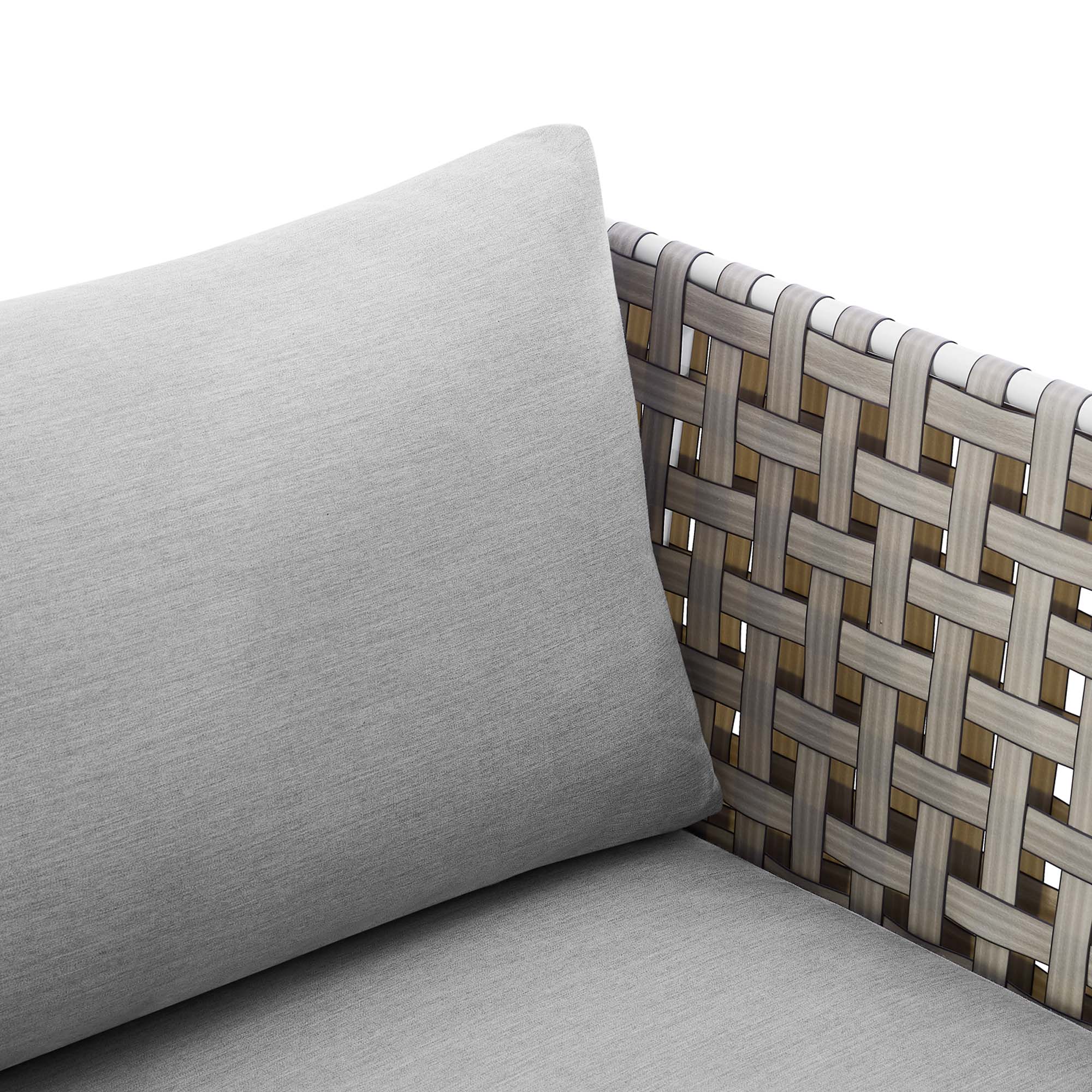 Harmony Sunbrella® Basket Weave Outdoor Patio Aluminum Armchair in Tan Gray - Image 7
