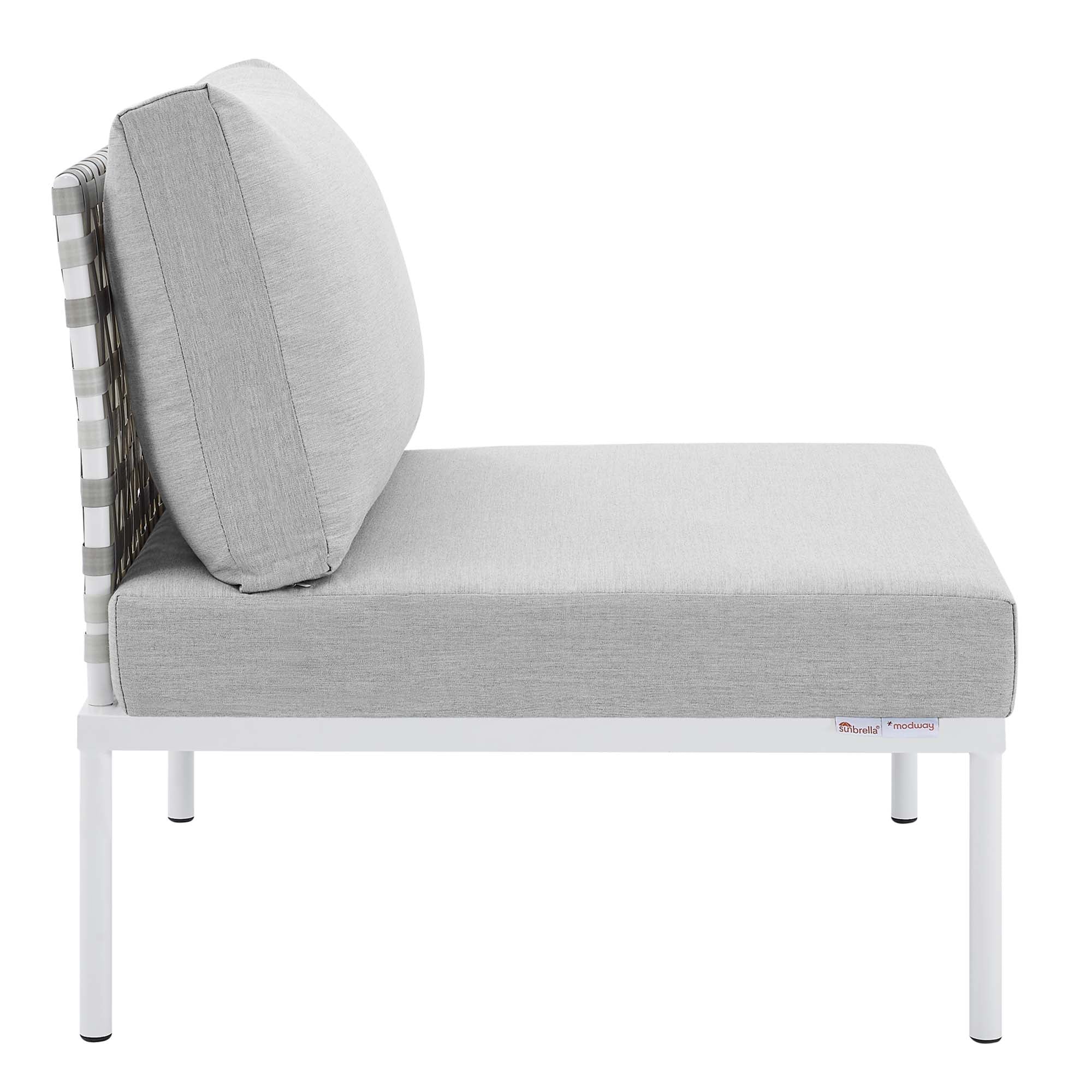 Harmony Sunbrella® Basket Weave Outdoor Patio Aluminum Armless Chair - Image 4