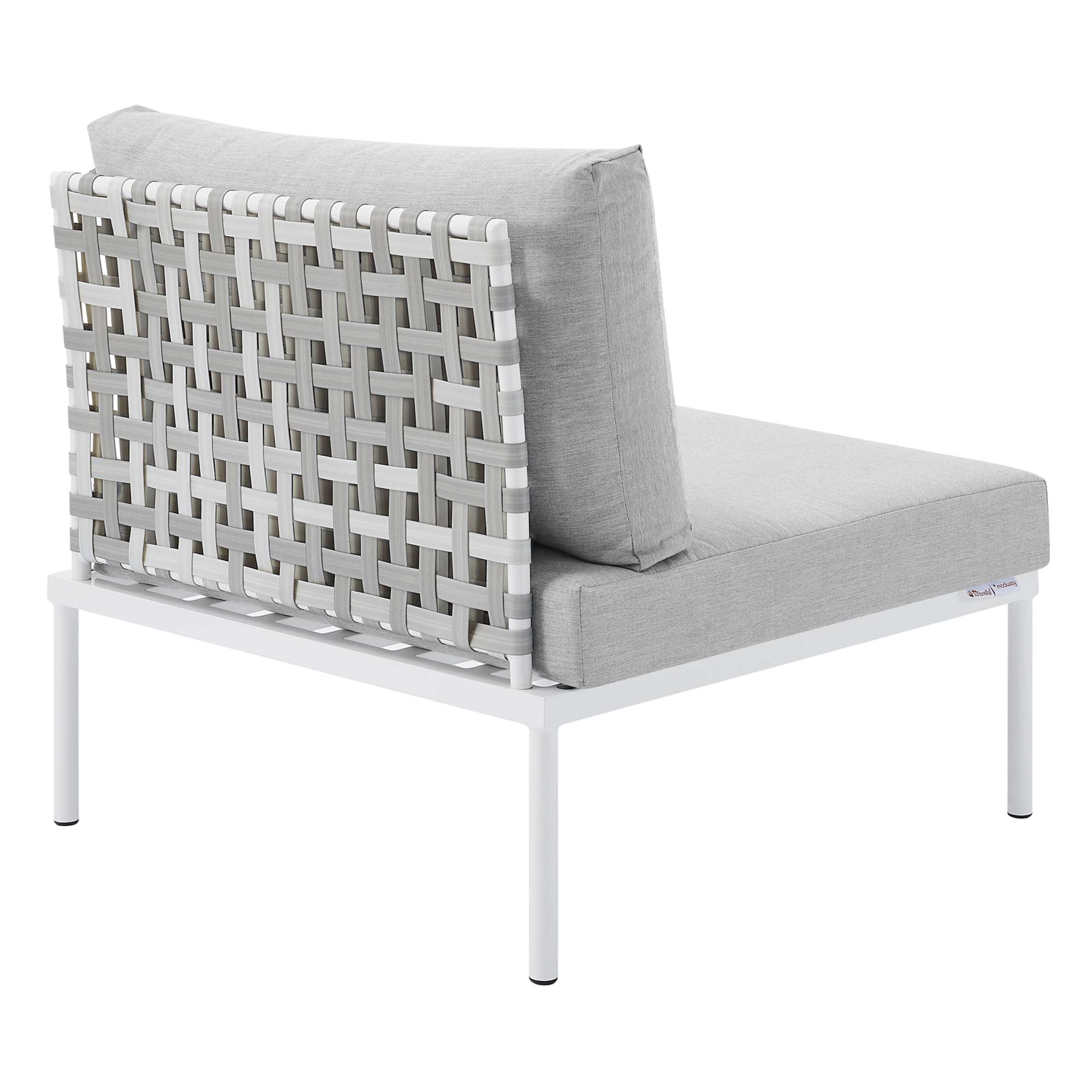 Harmony Sunbrella® Basket Weave Outdoor Patio Aluminum Armless Chair - Image 5