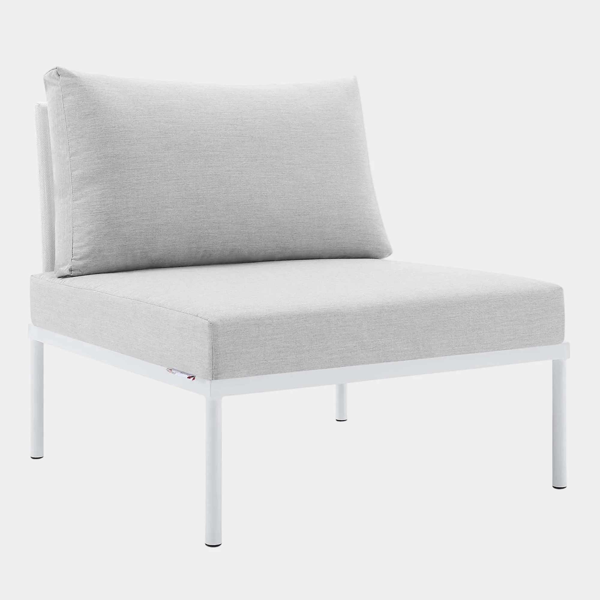 Harmony Sunbrella® Outdoor Patio Aluminum Armless Chair in White Gray
