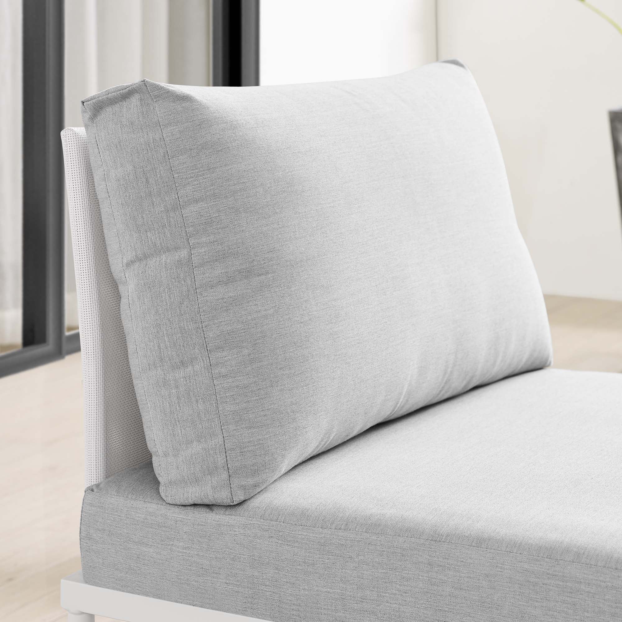 Harmony Sunbrella® Outdoor Patio Aluminum Armless Chair in White Gray - Image 3