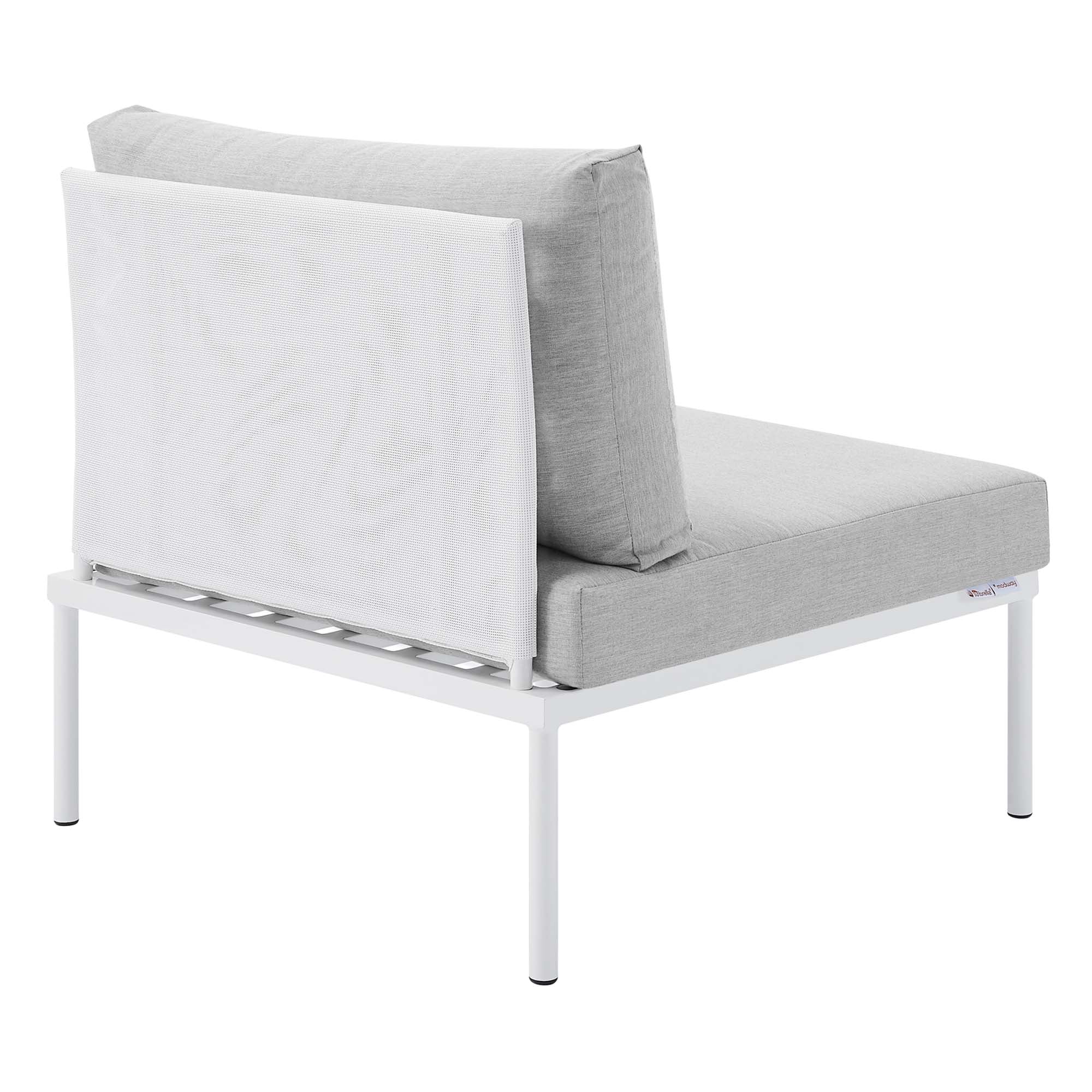 Harmony Sunbrella® Outdoor Patio Aluminum Armless Chair in White Gray - Image 6