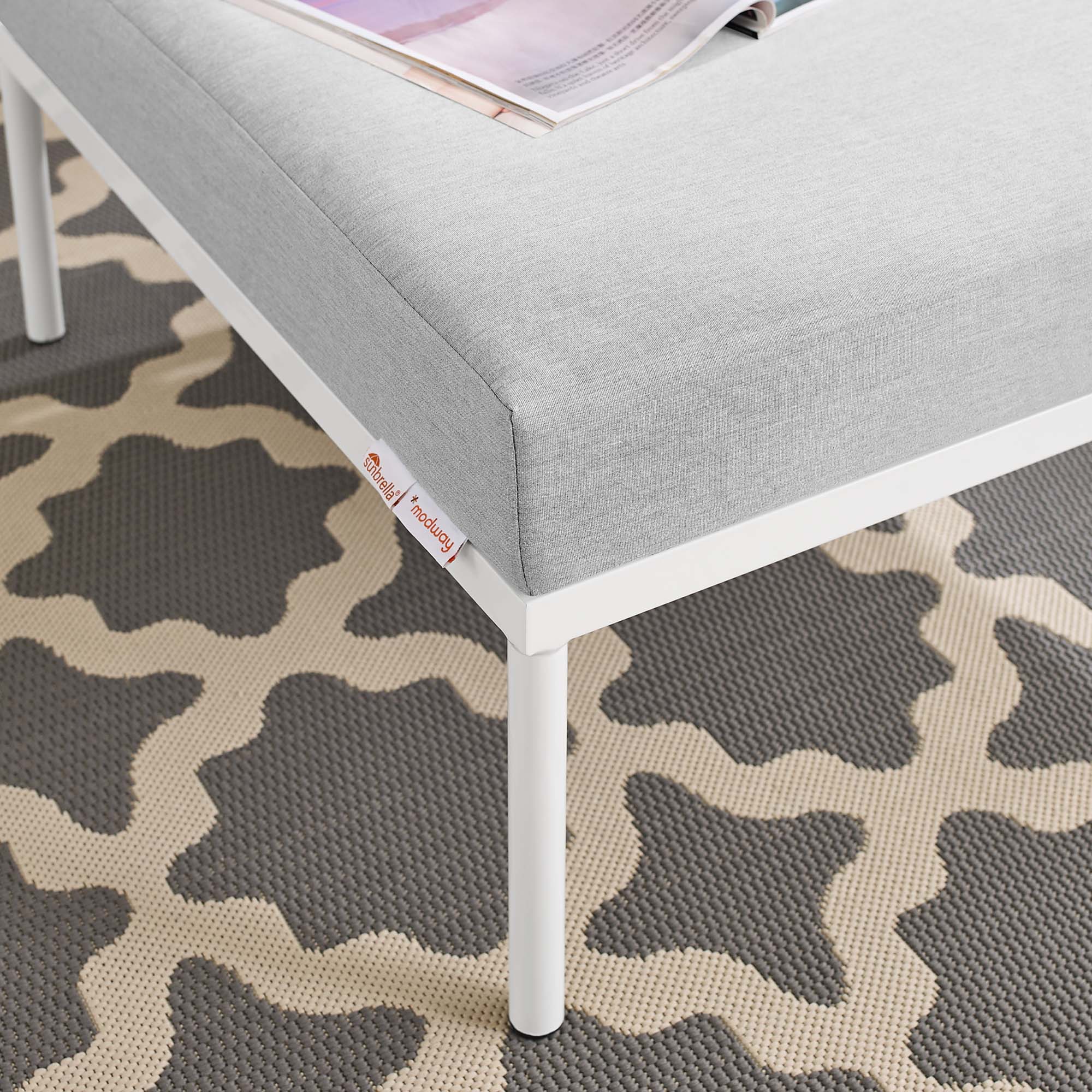 Harmony Sunbrella® Outdoor Patio Aluminum Ottoman in Gray - Image 3