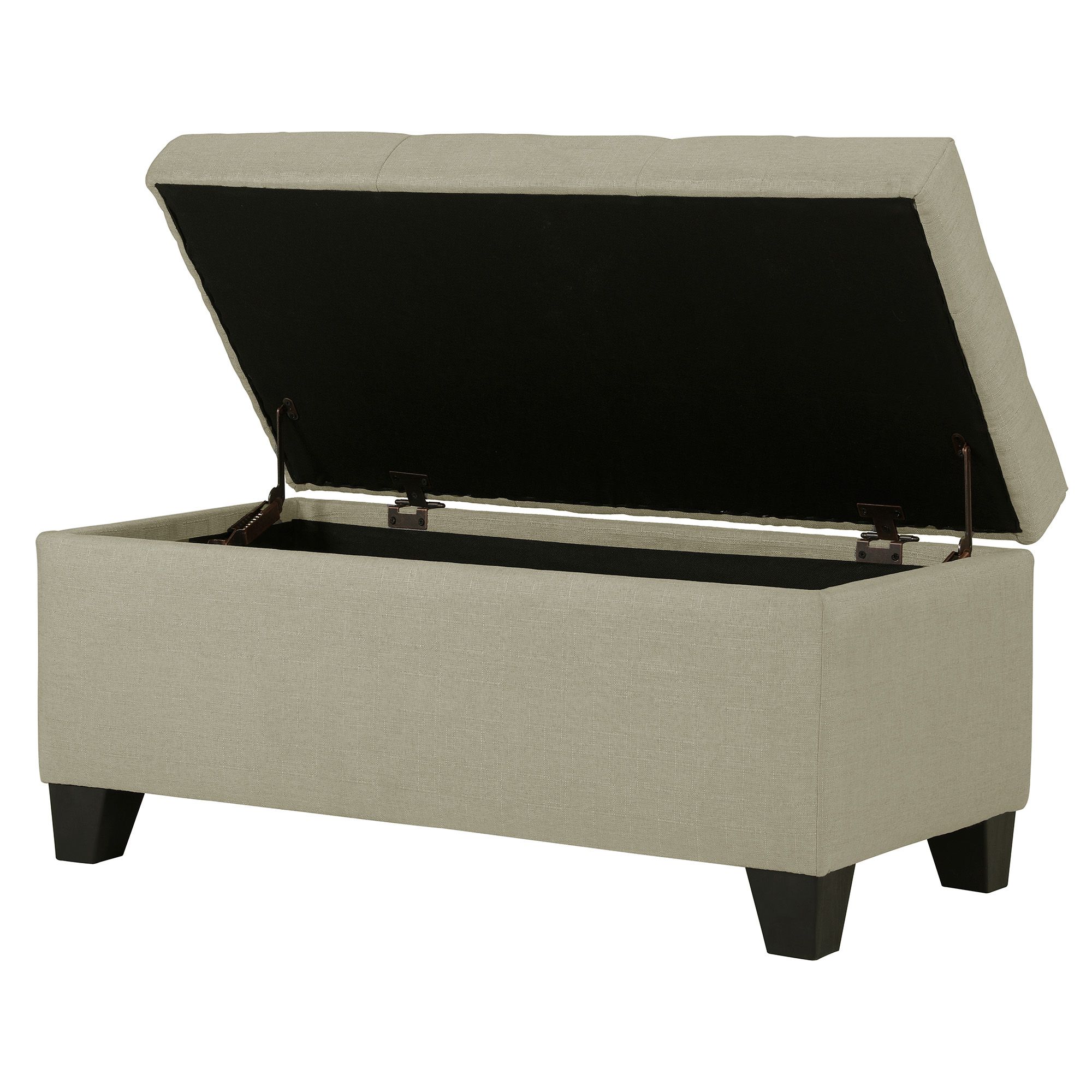 Harper Rectangular Storage Ottoman Bench in Beige - Image 3