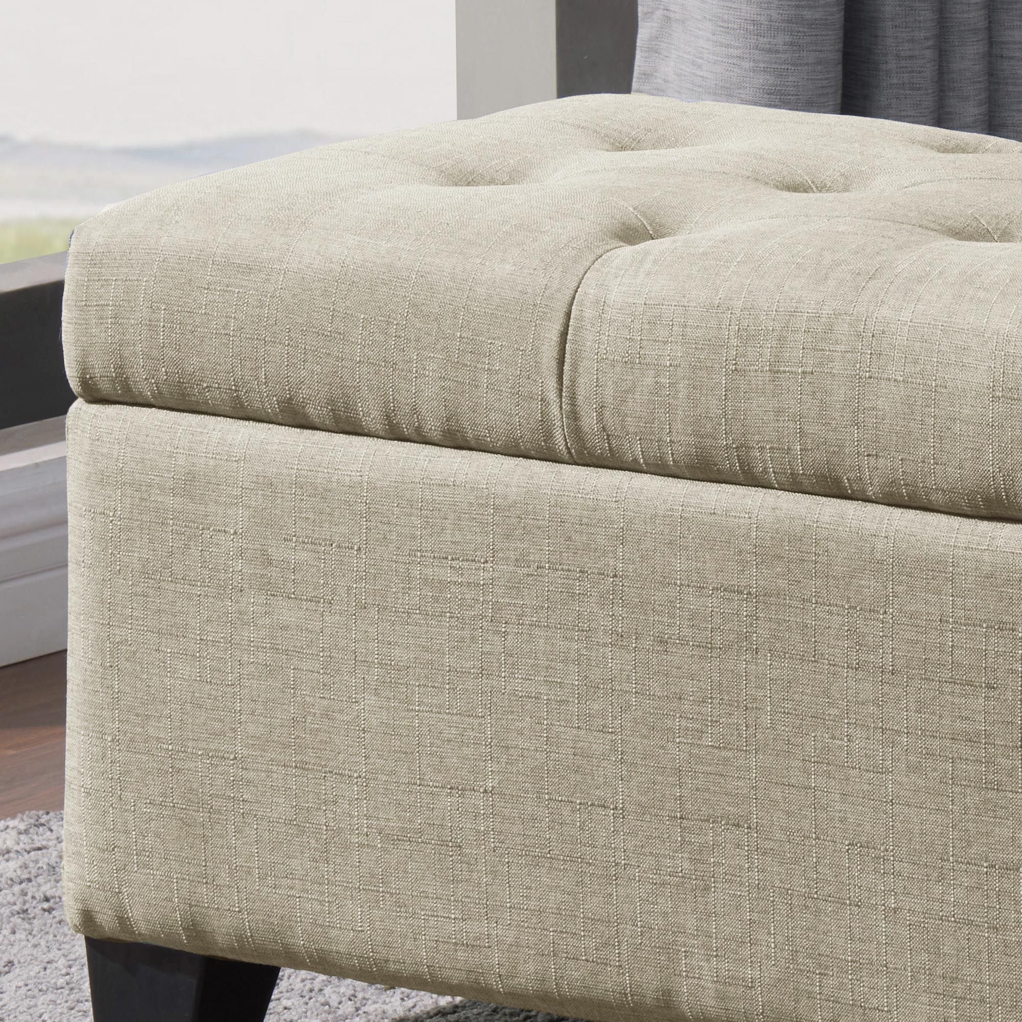Harper Rectangular Storage Ottoman Bench in Beige - Image 5