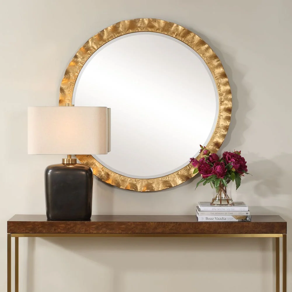 Haya Round Mirror, Gold - Image 2