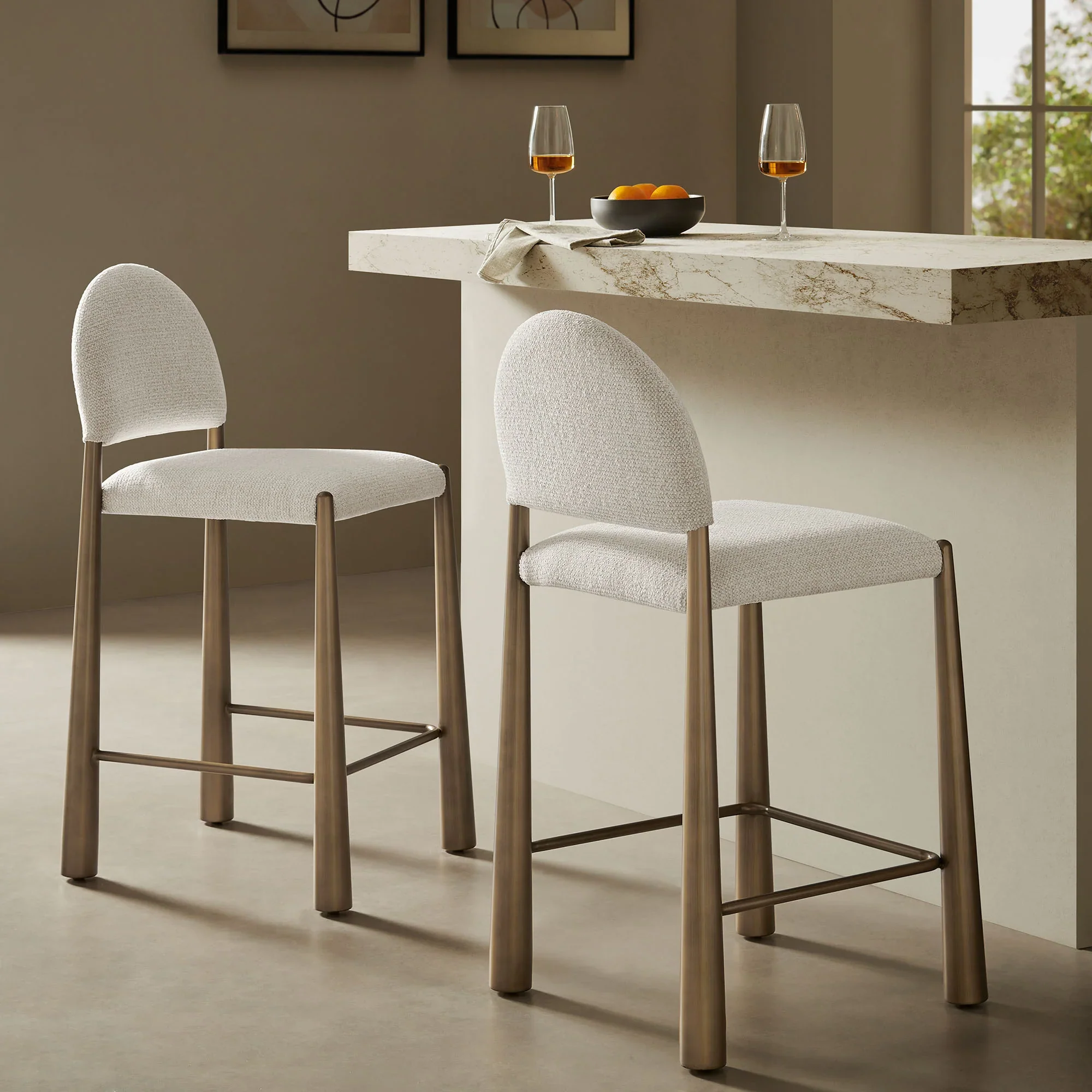 Hayley Upholstered Fabric Counter Stool - Image 2