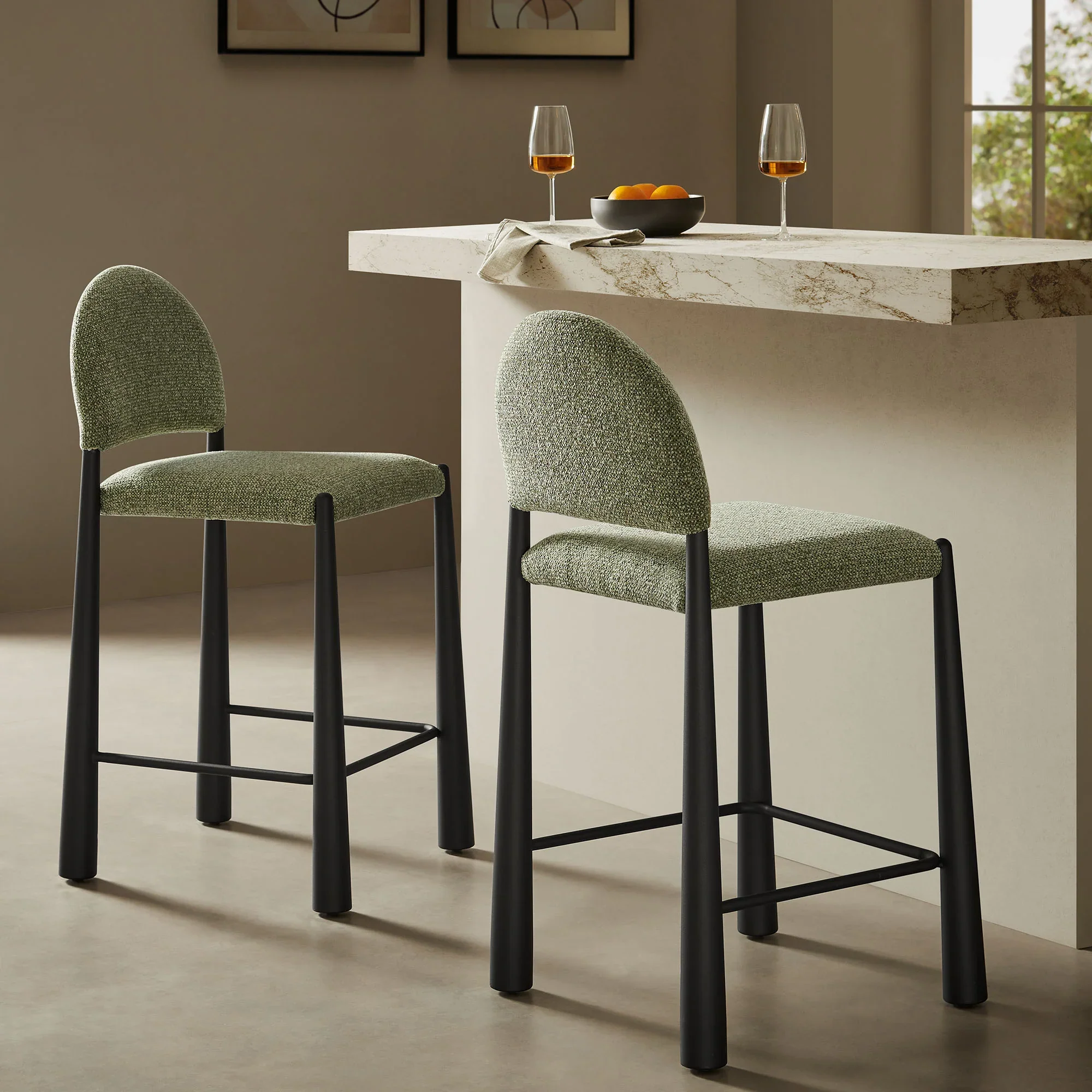 Hayley Upholstered Fabric Counter Stool - Image 42