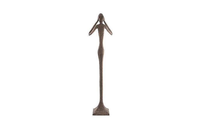 Hear No Evil Slender Sculpture, Large, Resin, Bronze Finish - Image 2
