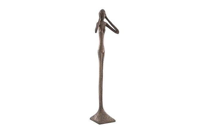 Hear No Evil Slender Sculpture, Large, Resin, Bronze Finish - Image 3