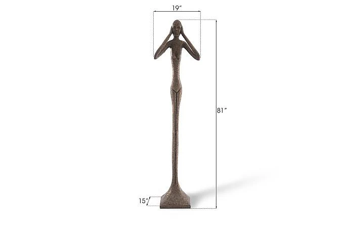 Hear No Evil Slender Sculpture, Large, Resin, Bronze Finish - Image 4
