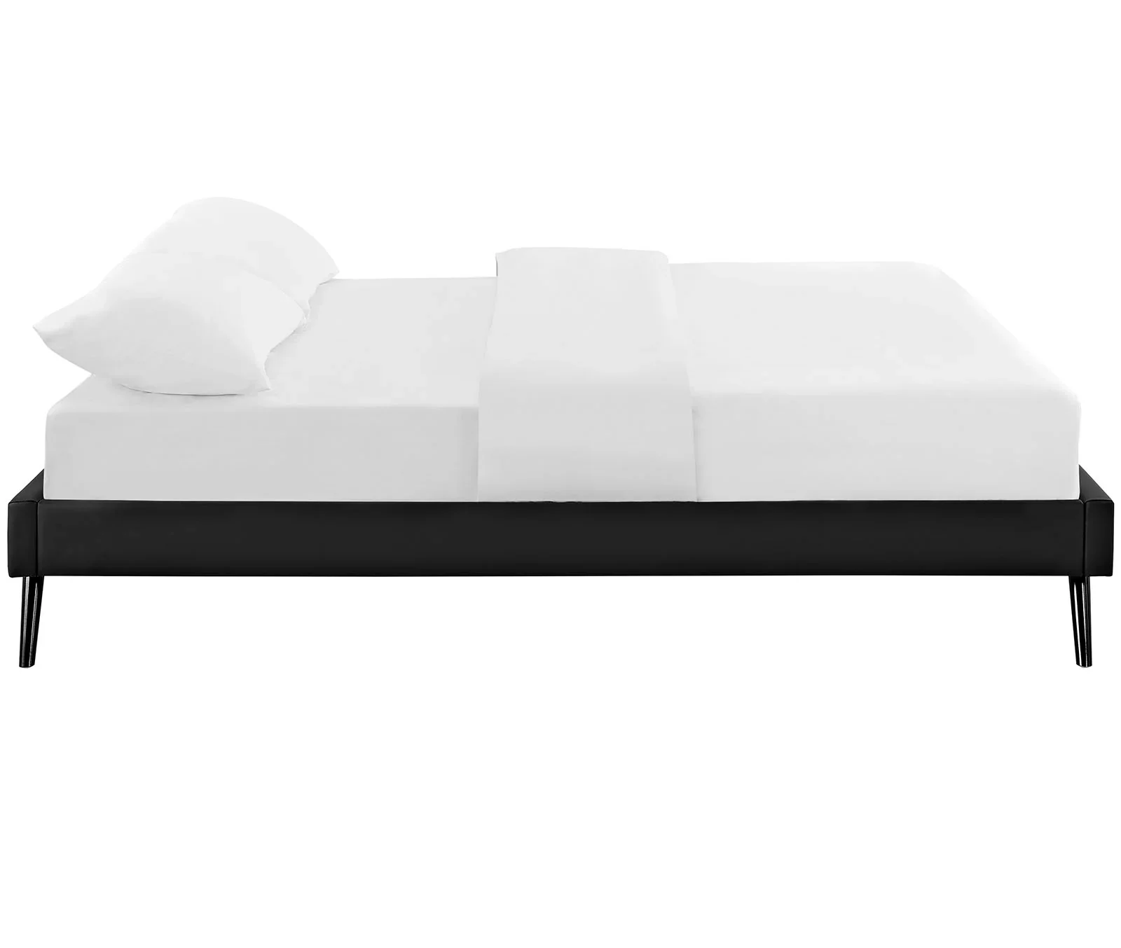 Helen Vegan Leather Bed Frame with Round Splayed Legs - Image 2