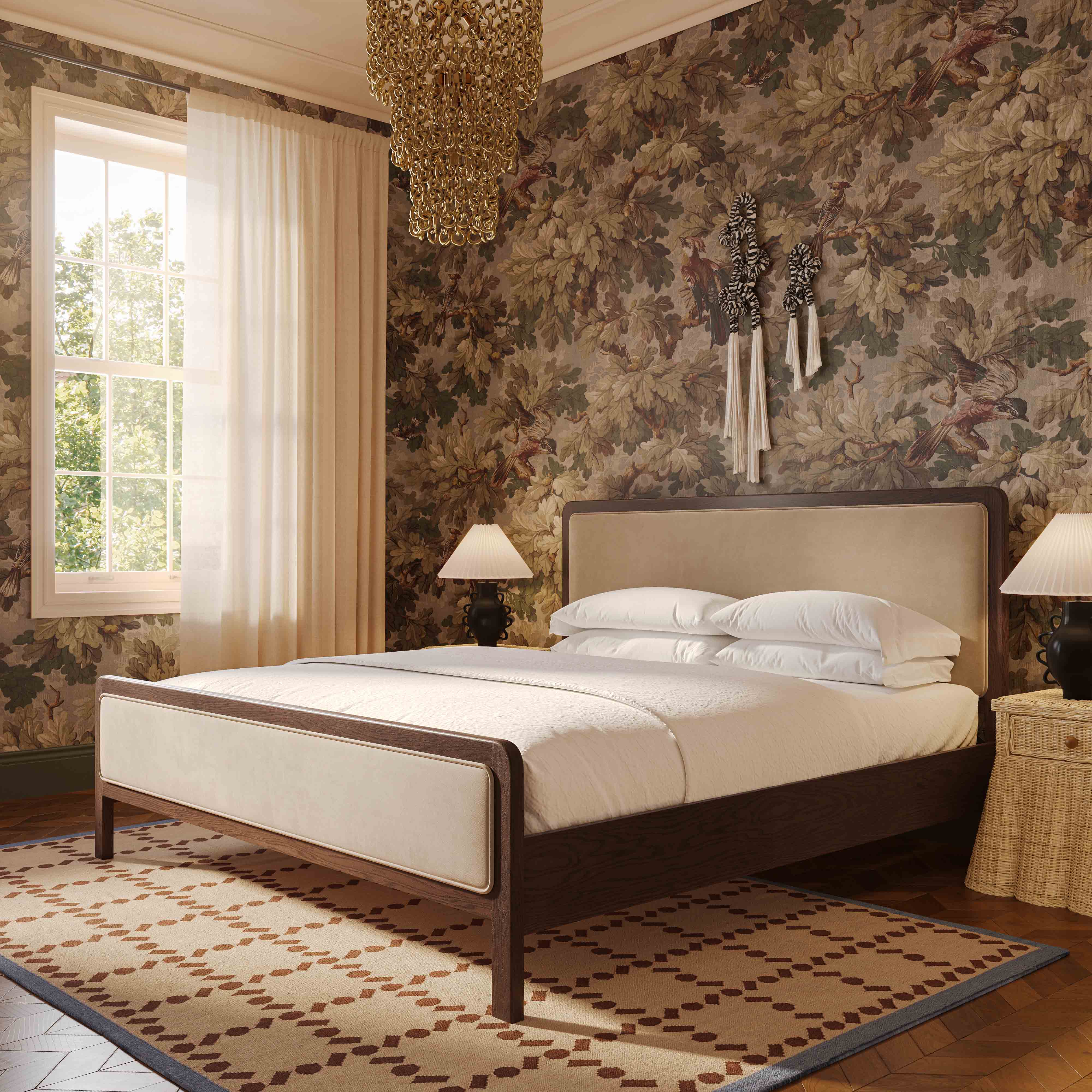 Hella Velvet and Ash Wood Bed - Image 26