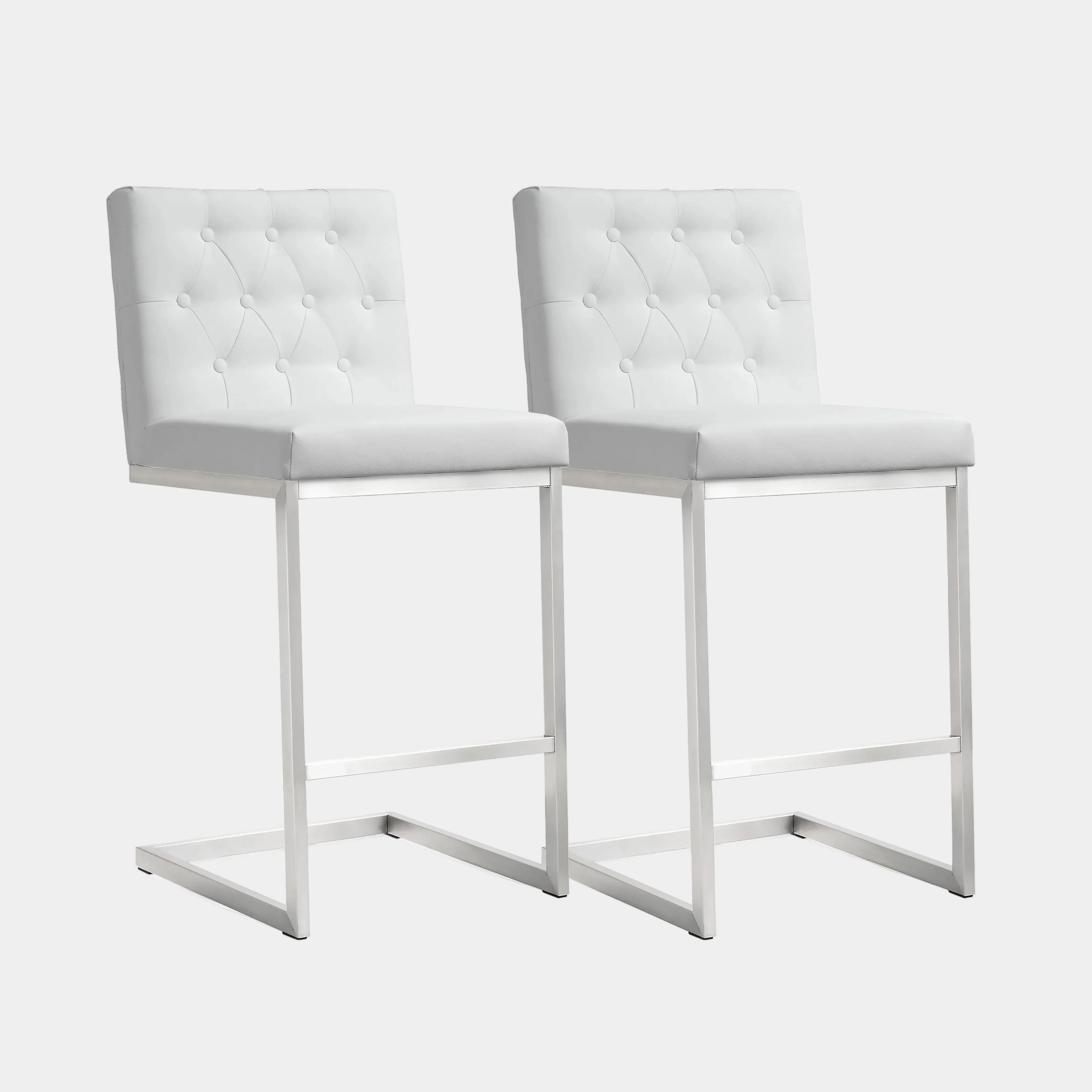 Helsinki White Performance Vegan Leather Stool - Set of 2 - Image 10
