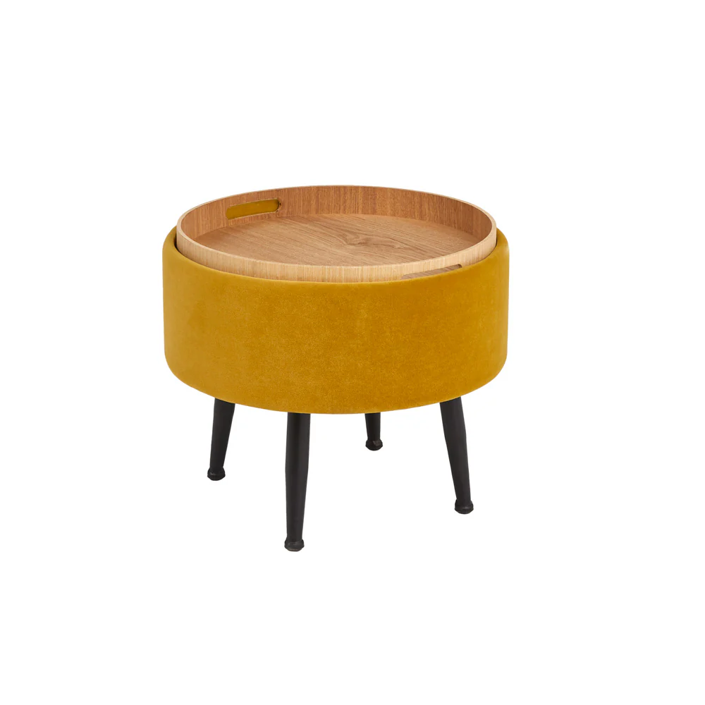 Herman Round Tray Ottoman (Set of 2): Ochre Yellow - Image 5