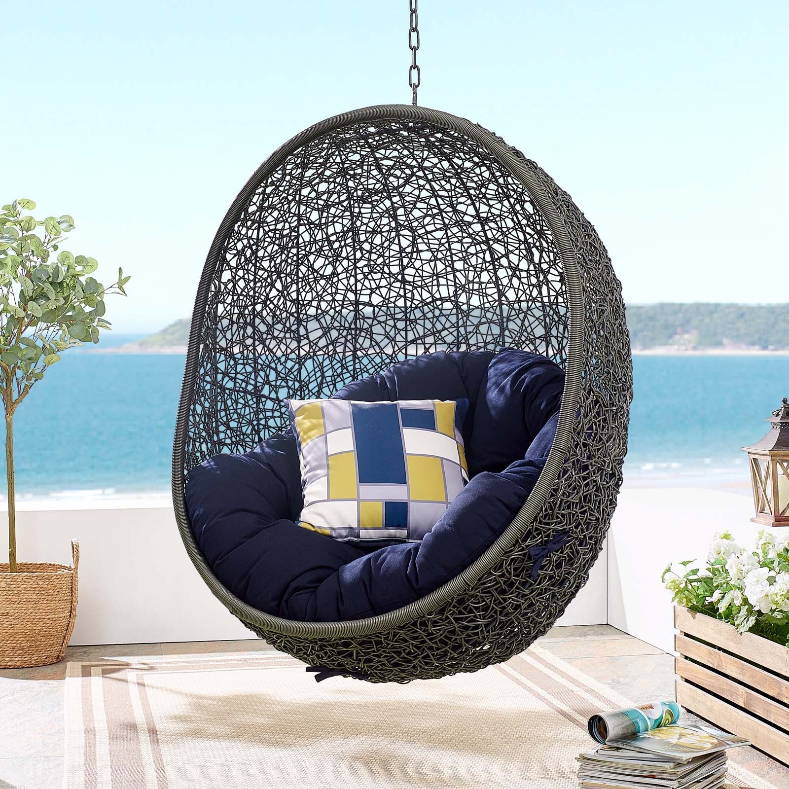 Hide Sunbrella® Fabric Swing Outdoor Patio Lounge Chair Without Stand - Image 14