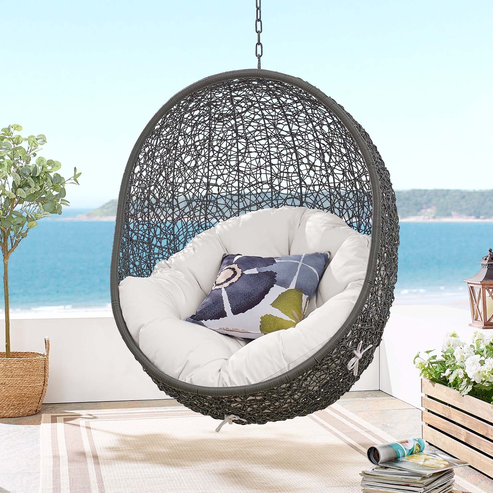 Hide Sunbrella® Fabric Swing Outdoor Patio Lounge Chair Without Stand - Image 20