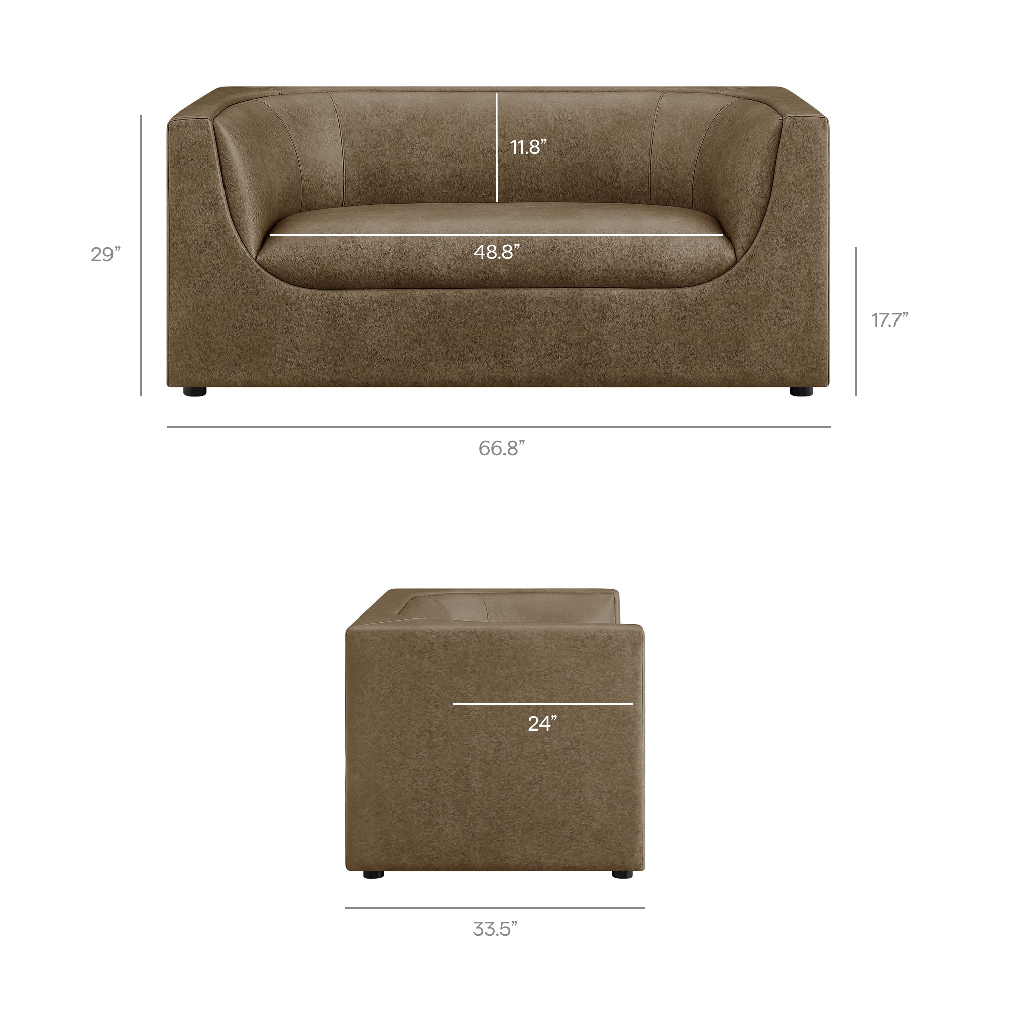 Hilda 67" Curved Back Vegan Leather Loveseat - Image 10
