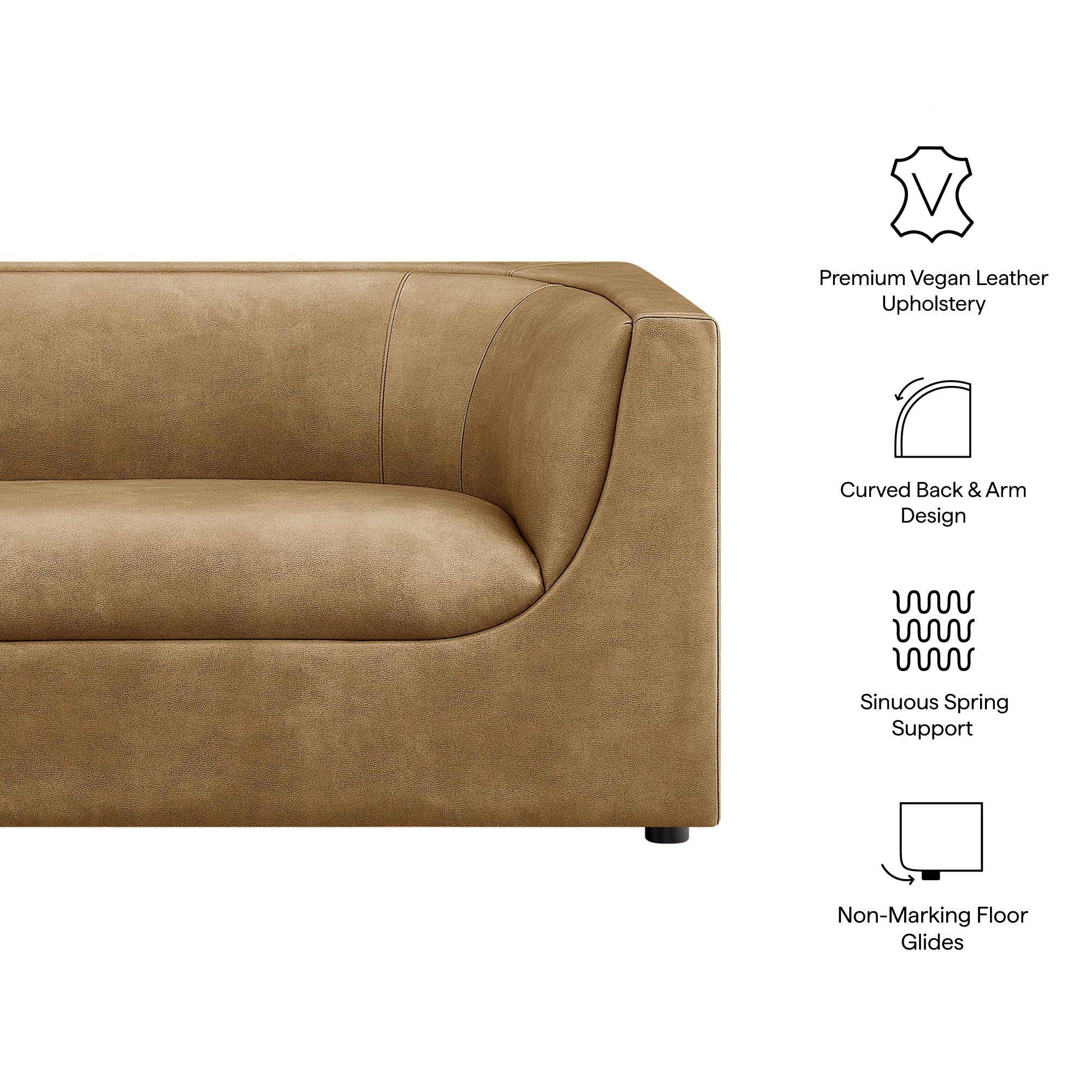 Hilda 67" Curved Back Vegan Leather Loveseat - Image 19