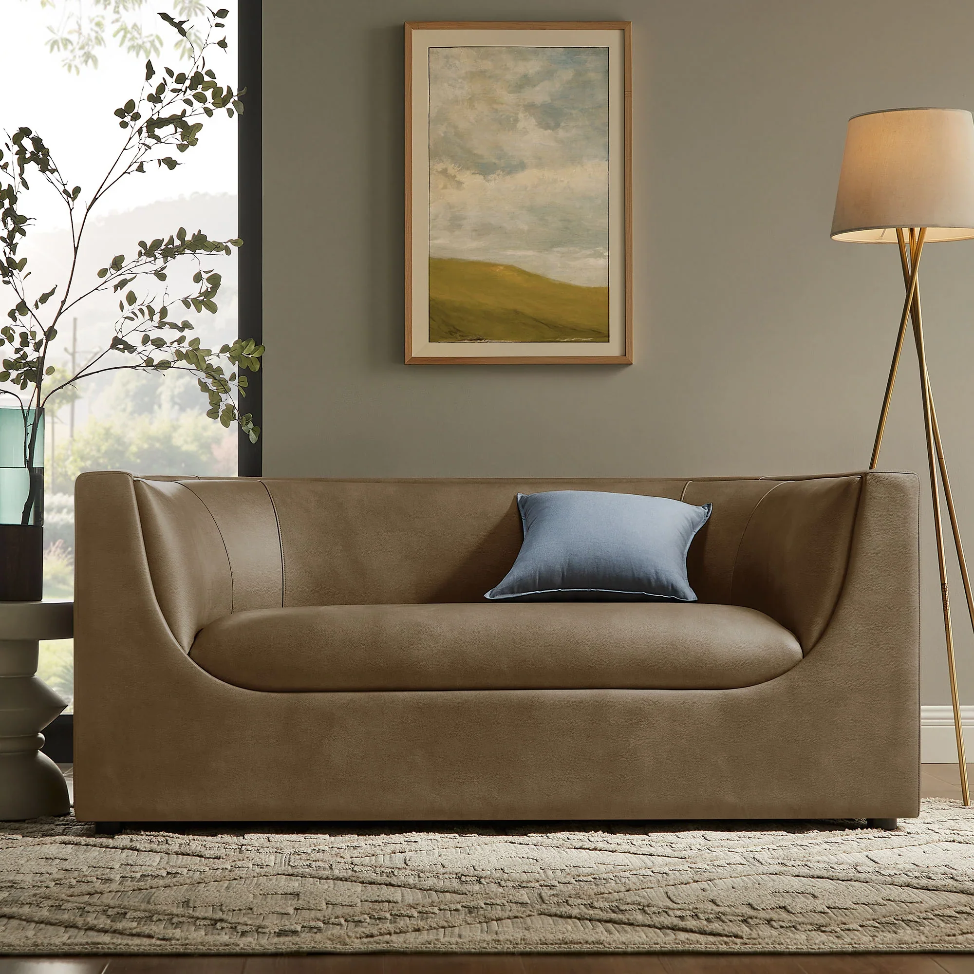 Hilda 67" Curved Back Vegan Leather Loveseat - Image 2