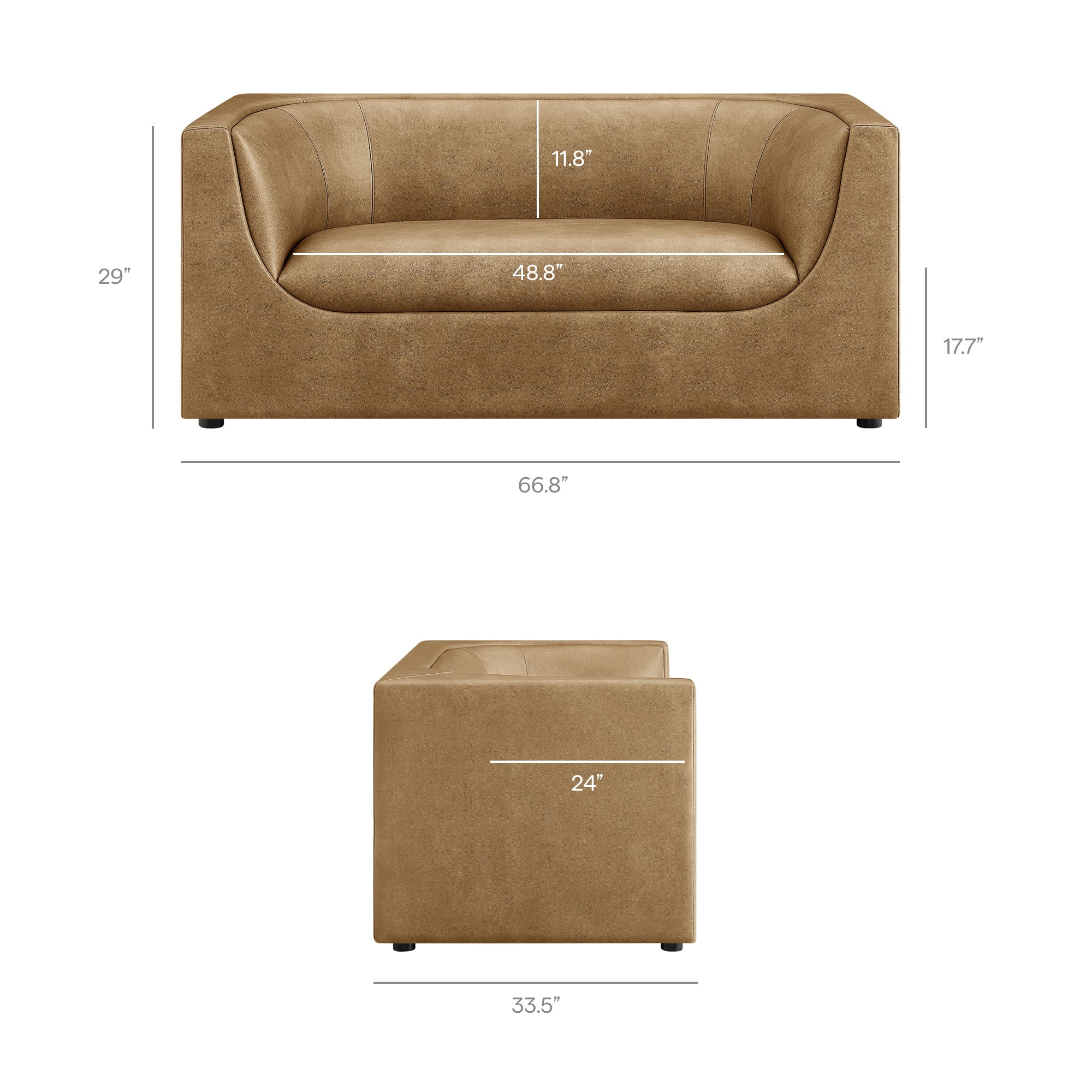 Hilda 67" Curved Back Vegan Leather Loveseat - Image 20