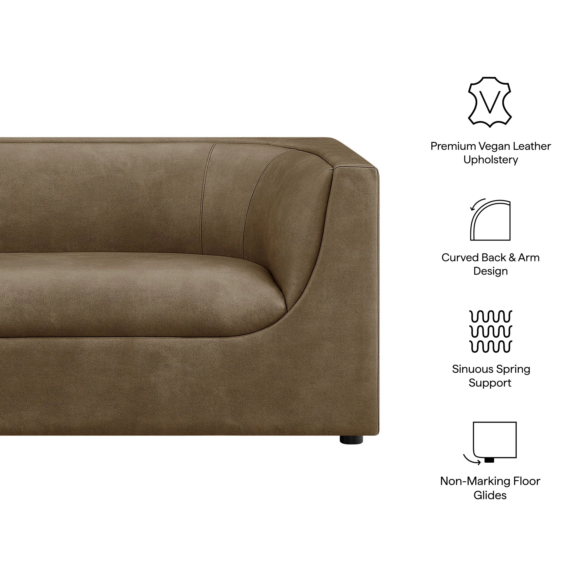 Hilda 67" Curved Back Vegan Leather Loveseat - Image 9