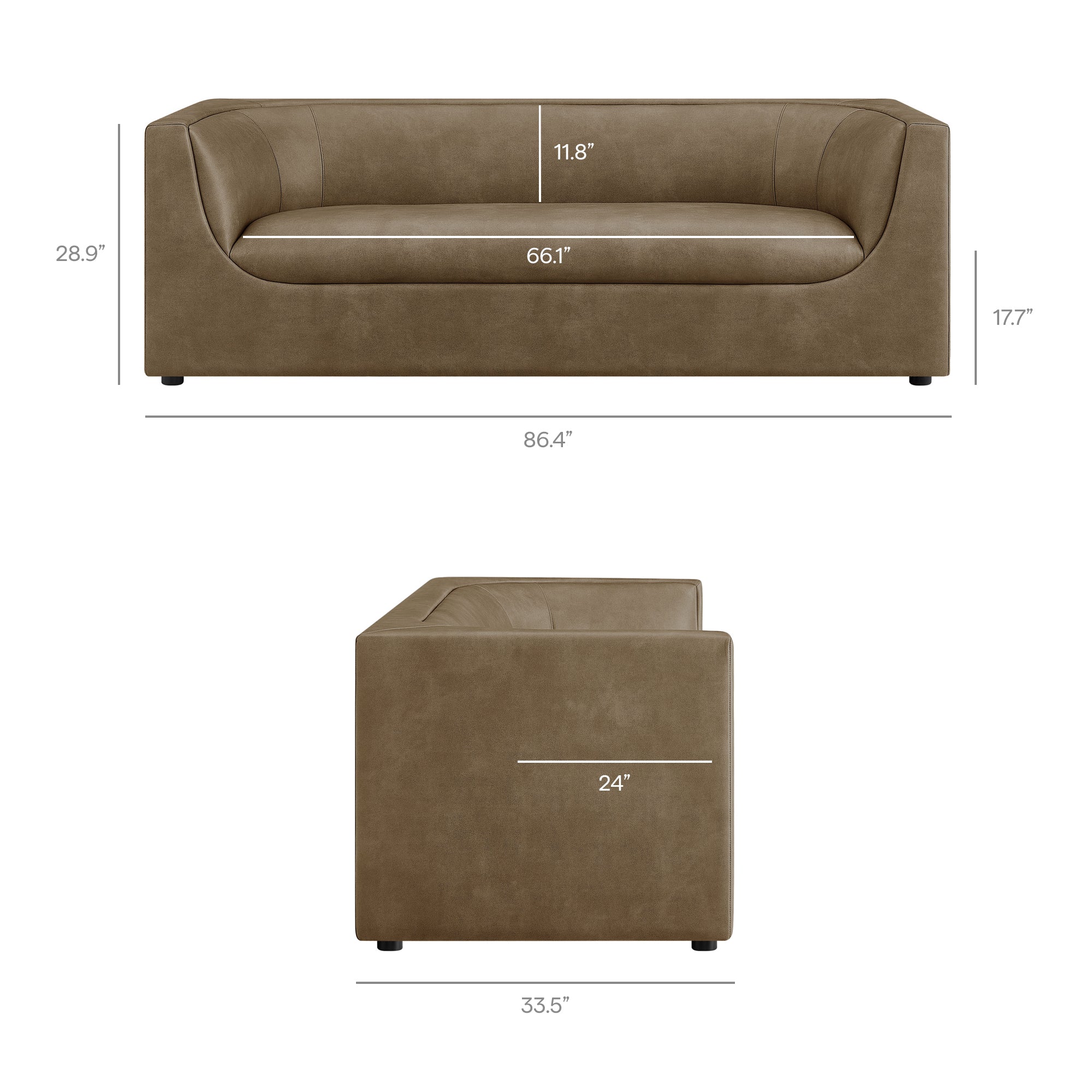 Hilda 86" Curved Back Vegan Leather Sofa - Image 10