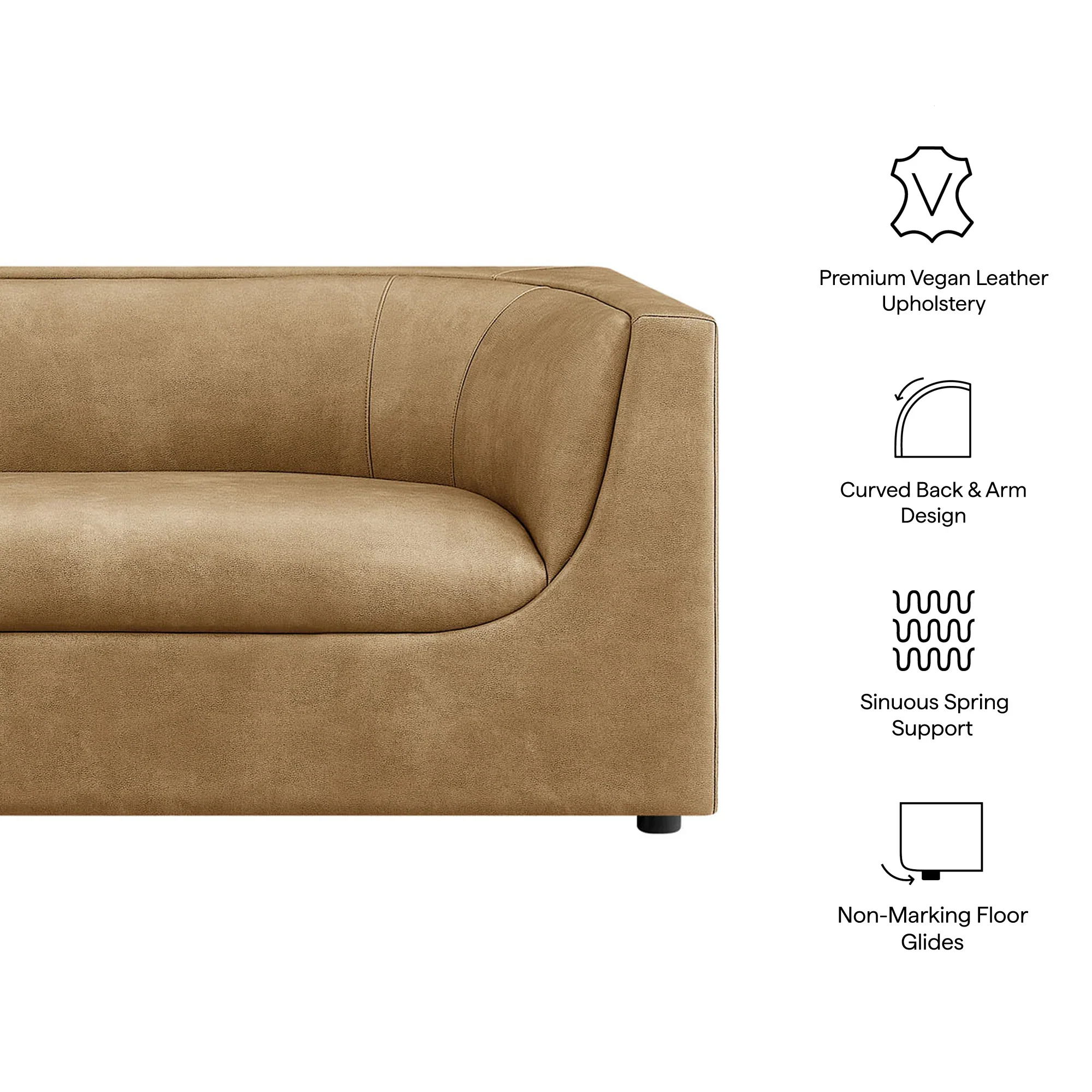 Hilda 86" Curved Back Vegan Leather Sofa - Image 19